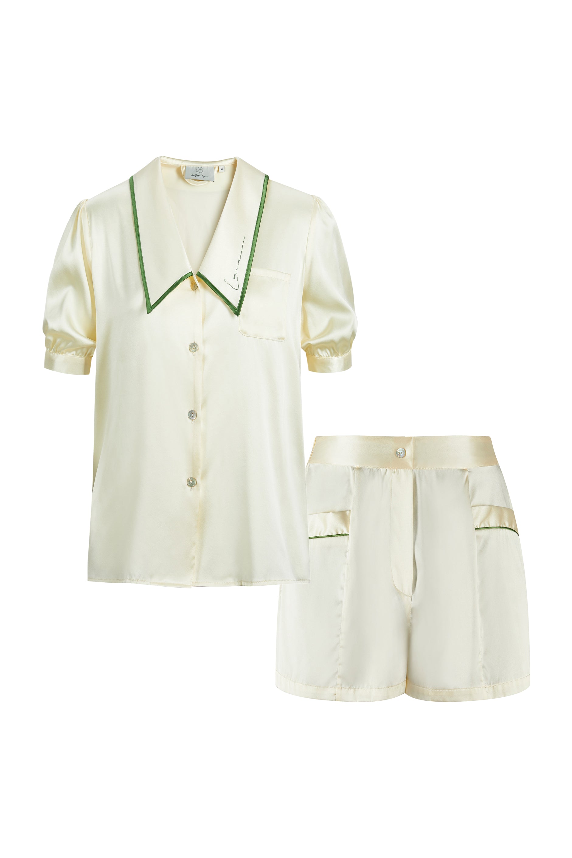 French Vintage Silk Shirt and Shorts Set – Not Just Pajama