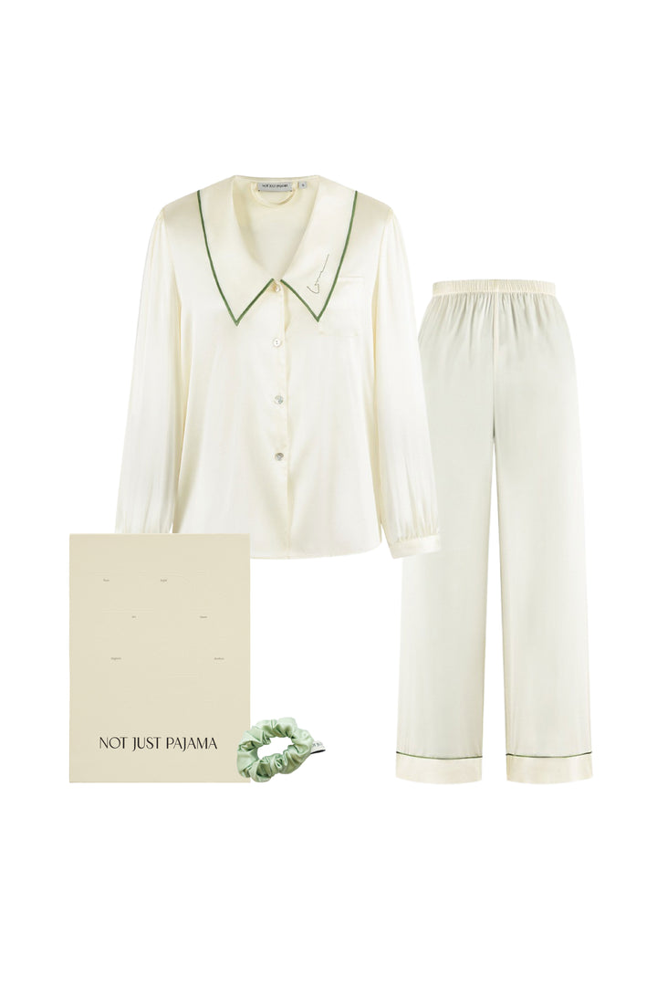 Christmas Spirit Silk Set | French Style Silk Long Set & Matching Scrunchie