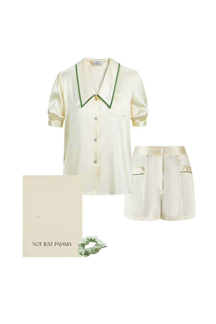 Christmas Spirit Silk Set | French Style Silk Short Set & Matching Scrunchie