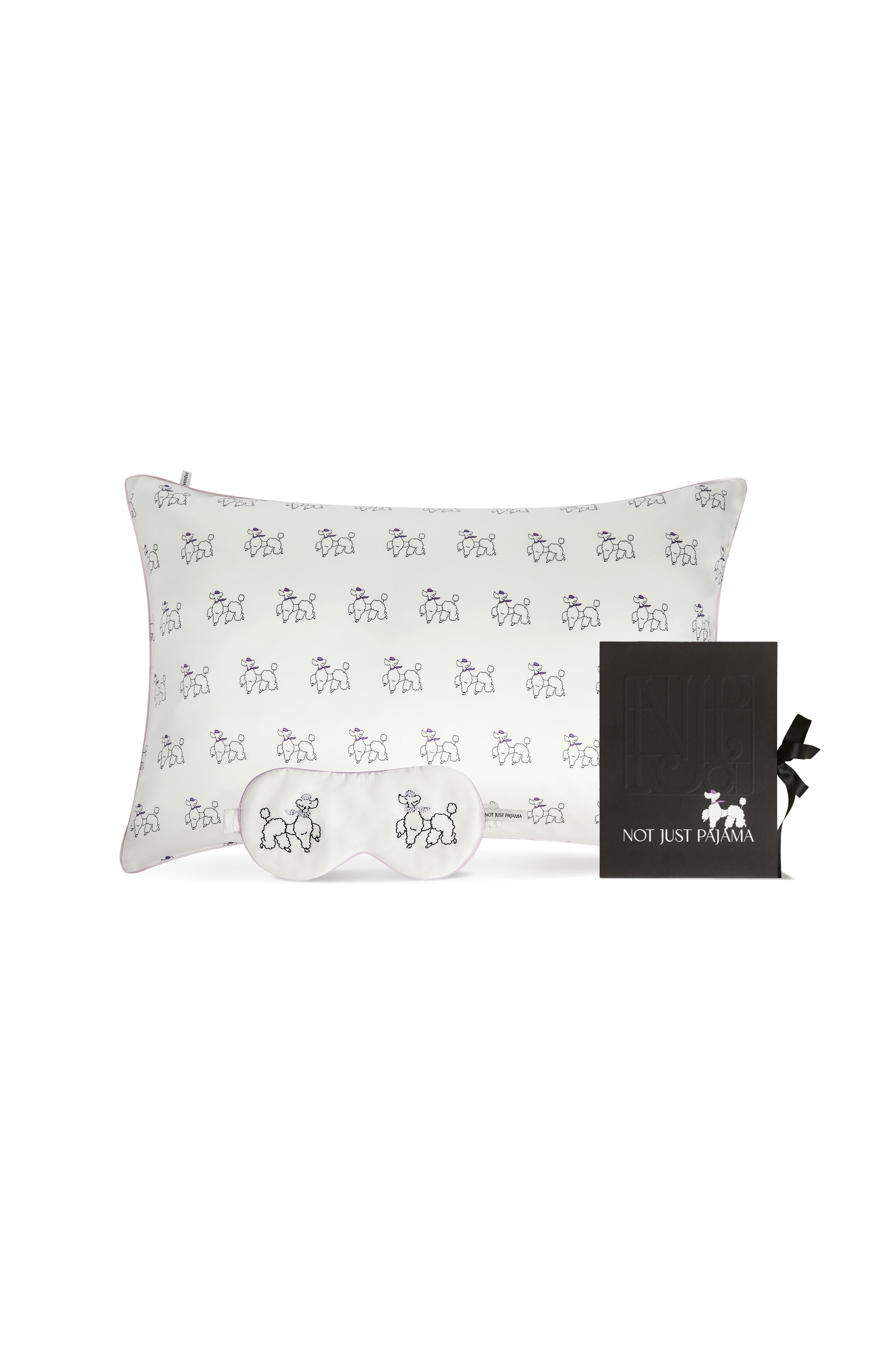 Animal Lover Box | Diamond Poodles Silk Sleeping Eye Mask & Pillowcase-Gift Sets-Sleeping Eye Mask + Pillowcase-NJP2473+NJP24111A-Not Just Pajama