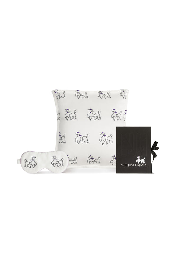 Animal Lover Box | Diamond Poodles Silk Sleeping Eye Mask & Pillowcase