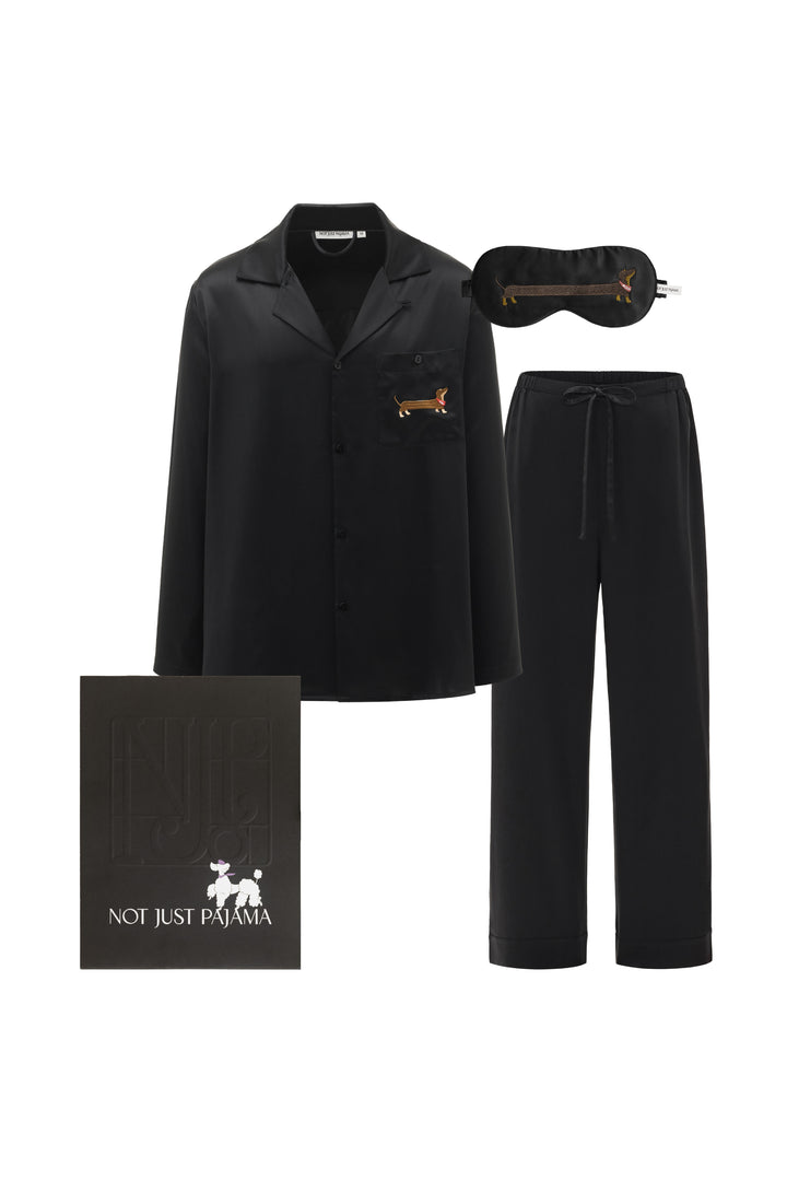 Animal Lover Box | Puppy Edition Dachshund Charm Silk Lounge Set + Sleeping Eye Mask