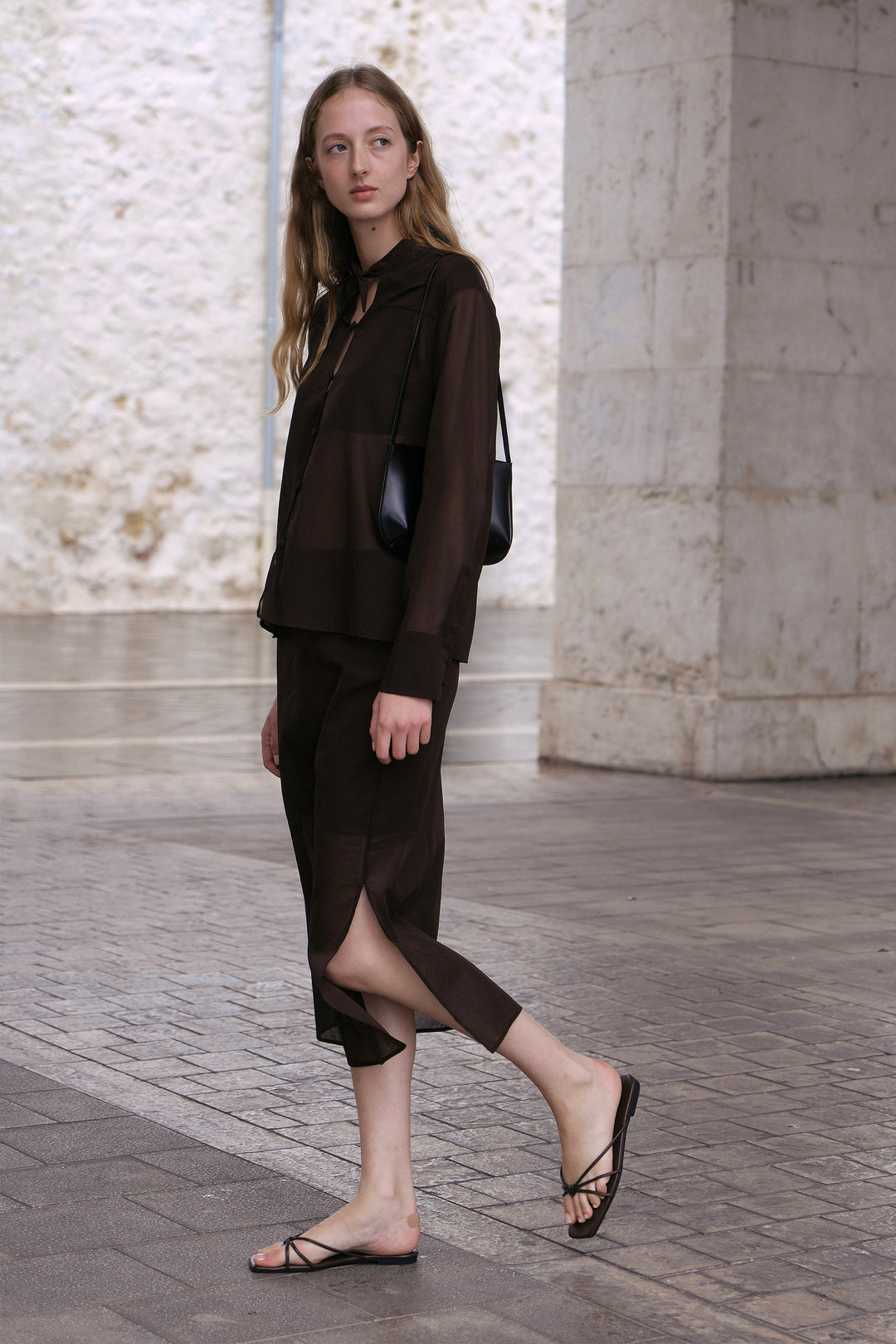 PAJA Dinner Hour Brown Sheer Dress