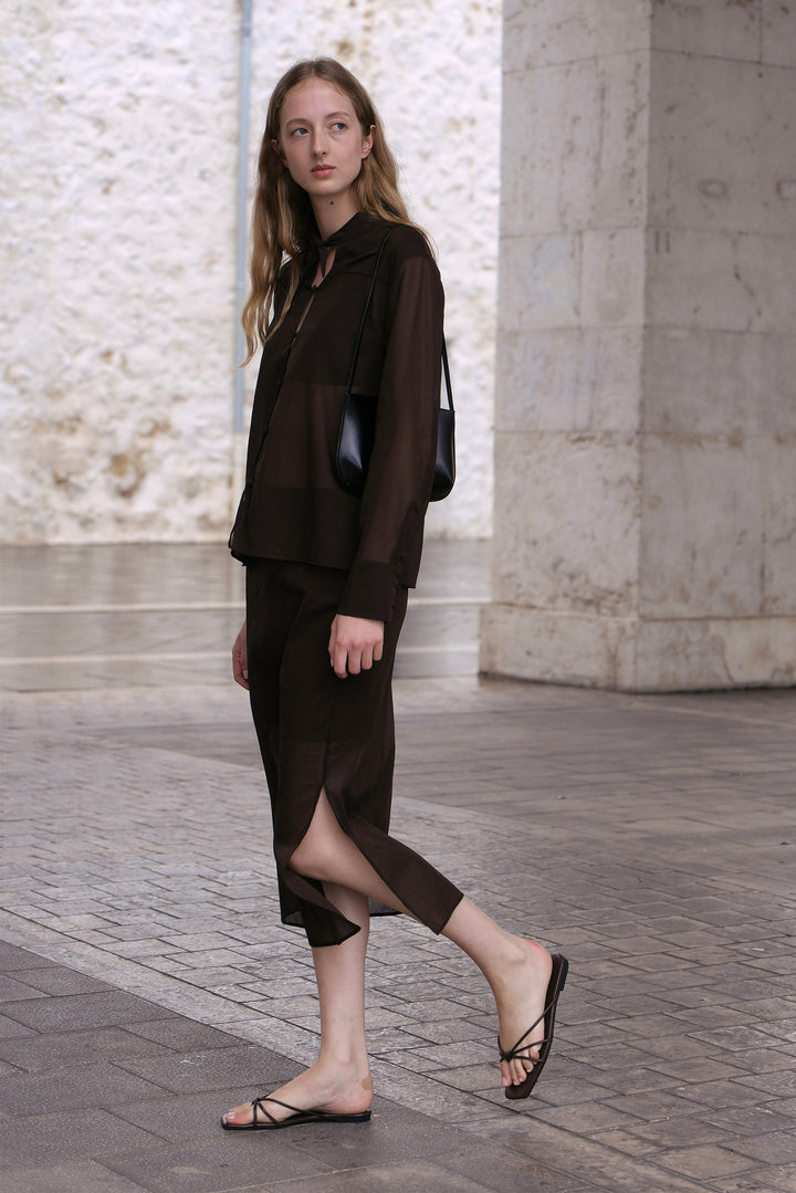 PAJA Dinner Hour Brown Sheer Dress