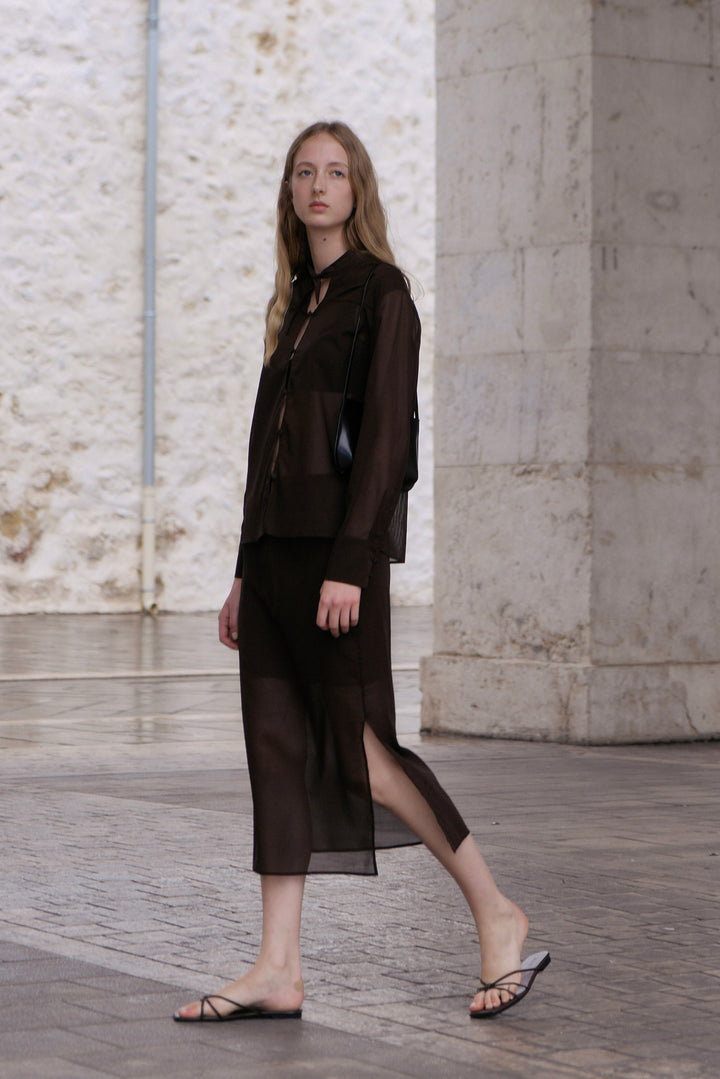 PAJA Dinner Hour Brown Sheer Dress