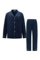Men's Essentials Silk Pajamas - French Navy-Silk Pajamas for Men-M-French Navy-2-Piece Set-005-Not Just Pajama
