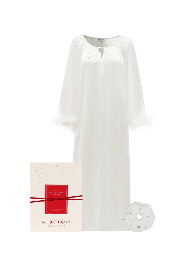 VEGA Collection White Silk Robe Matching Gift Set