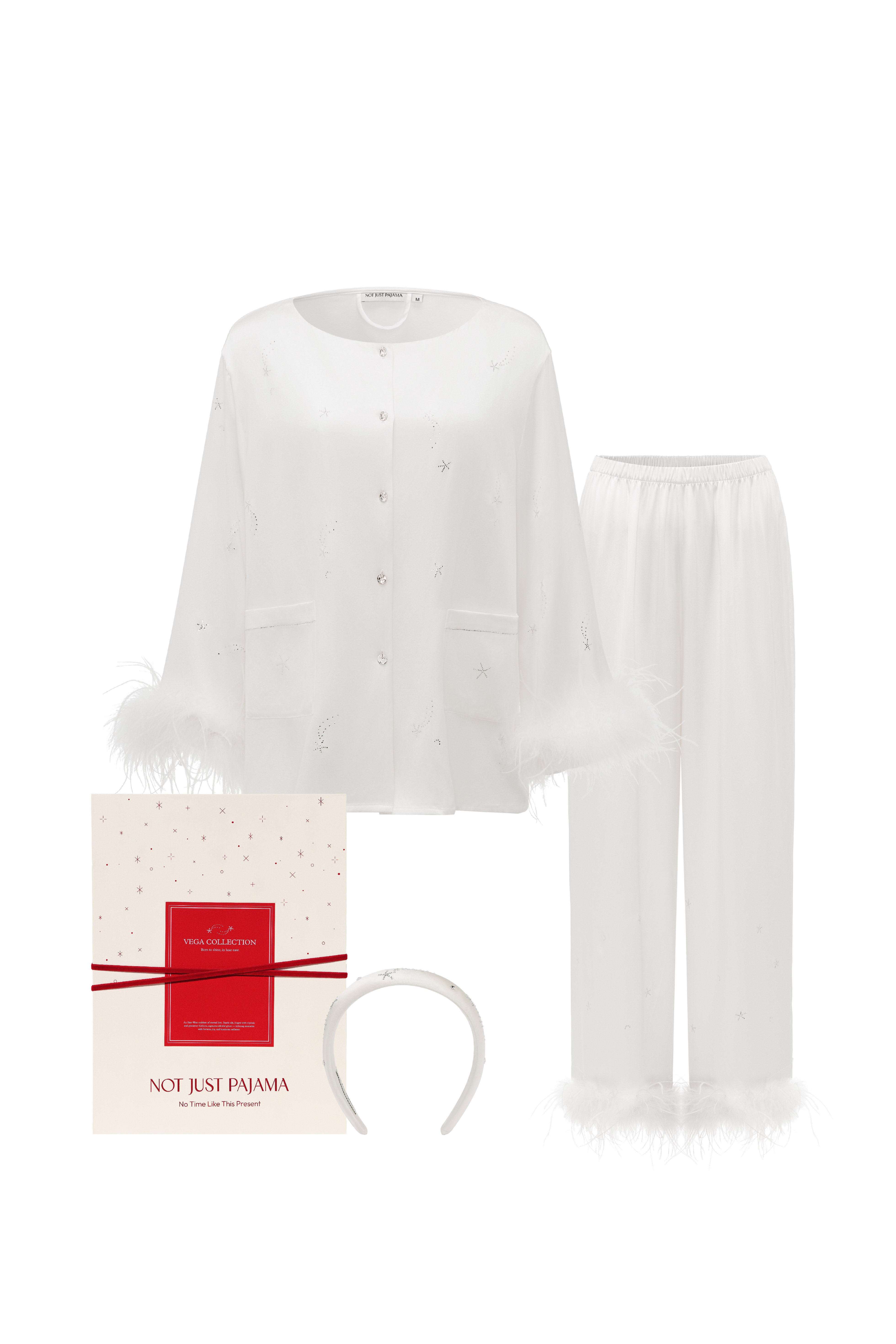 VEGA Collection Matching Gift Set (White / Amethyst)-Gift Sets-White-S-NJP25120+NJP25129-Not Just Pajama