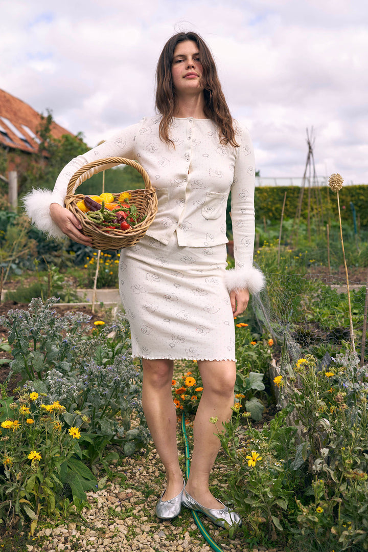 Kiki Cat Wool Silk Knit Midi Skirt
