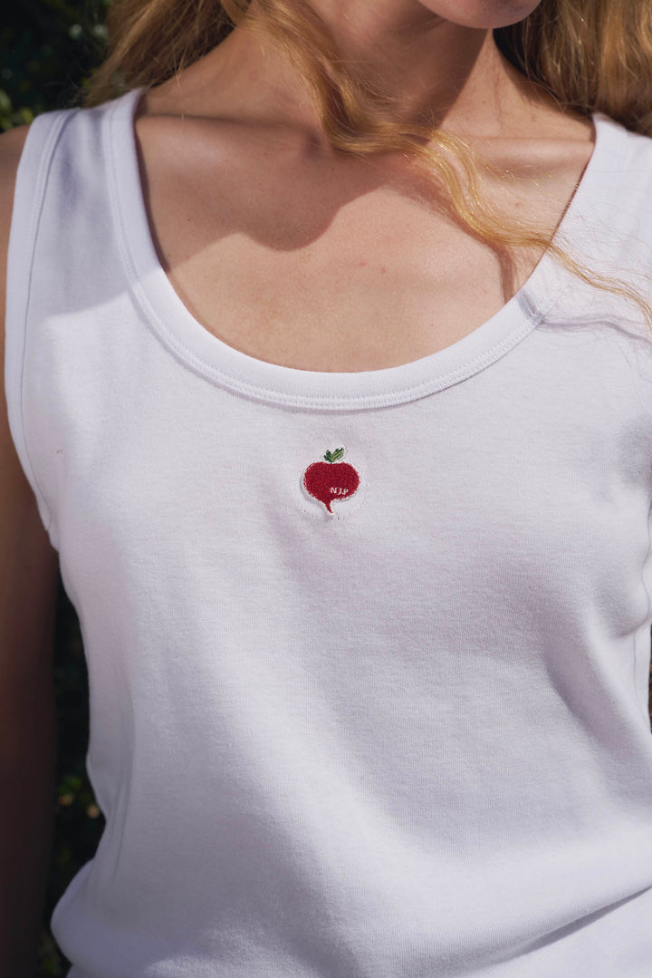 Farm Edit Red Turnip Modal-Silk Knit Tank Top
