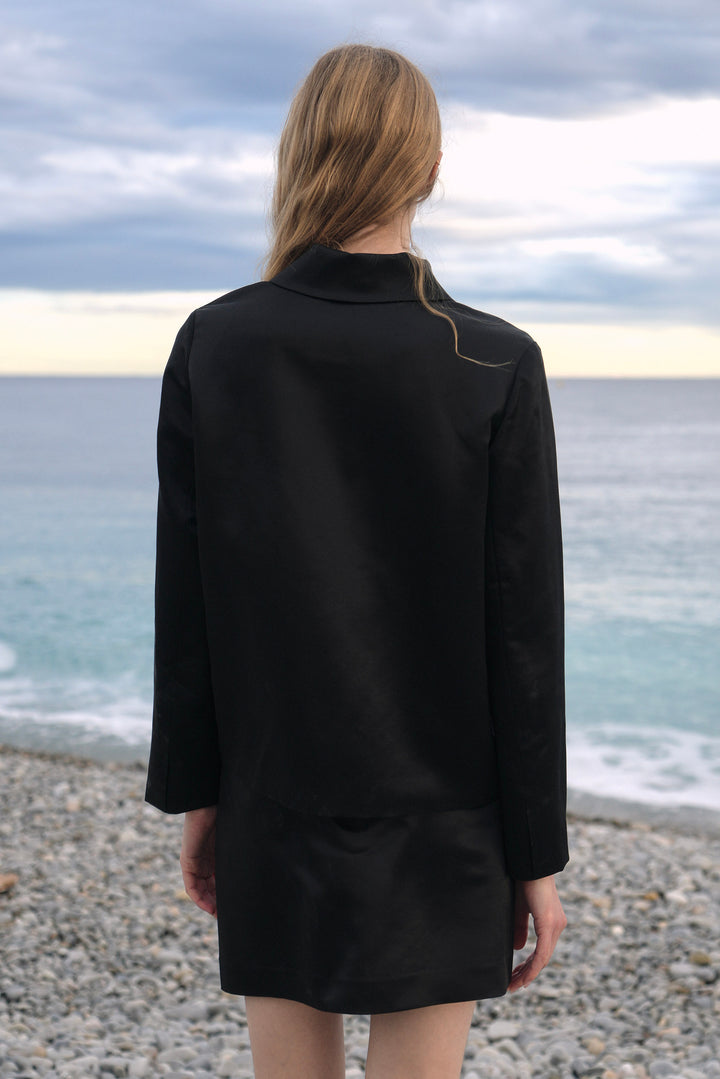 PAJA Dinner Hour Silk-Wool Satin Mini Skirt