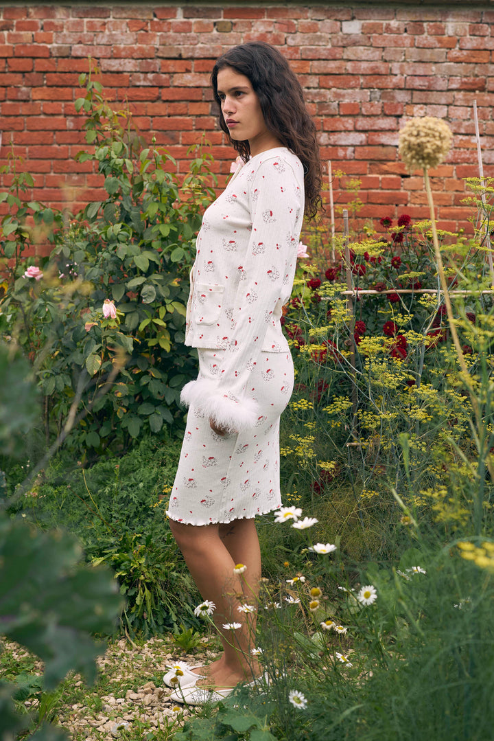 Kiki Cat Wool Silk Knit Midi Skirt