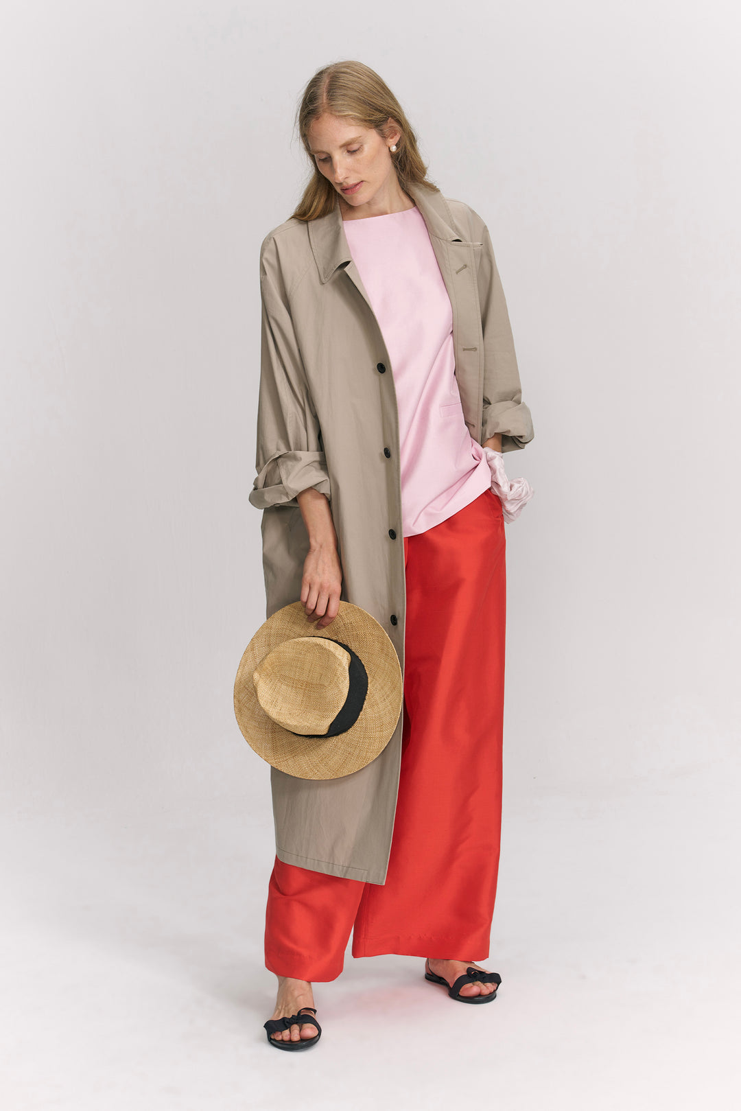 PAJA Farm Edit Dupion Silk Deep V-Back Top - Pink