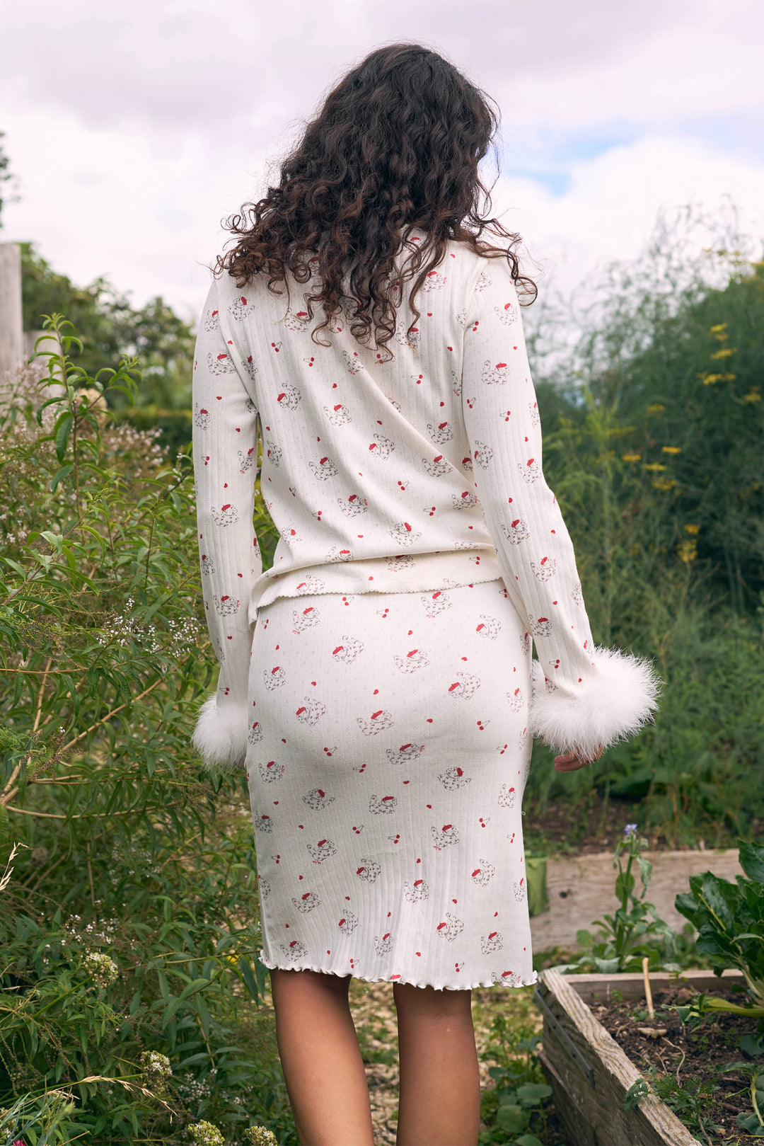 Kiki Cat Wool Silk Knit Midi Skirt