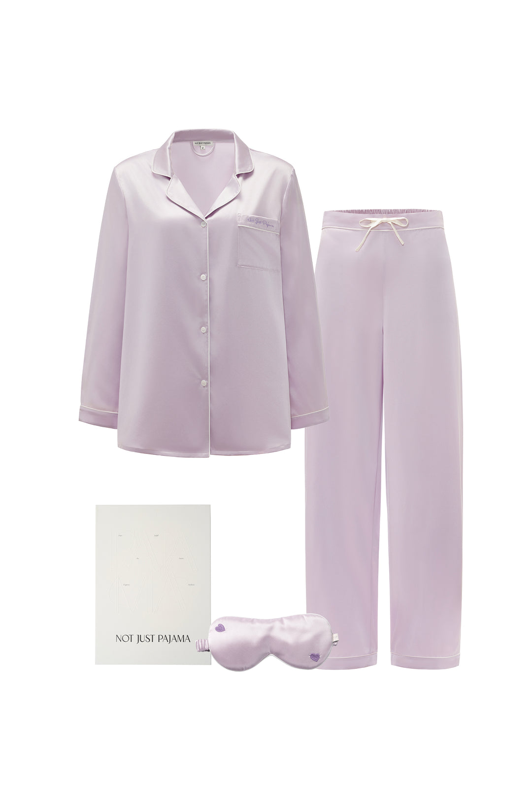 Love in Silk Gift Set | Classic Little Heart Pajama Set & Eye Mask - Multi Colour