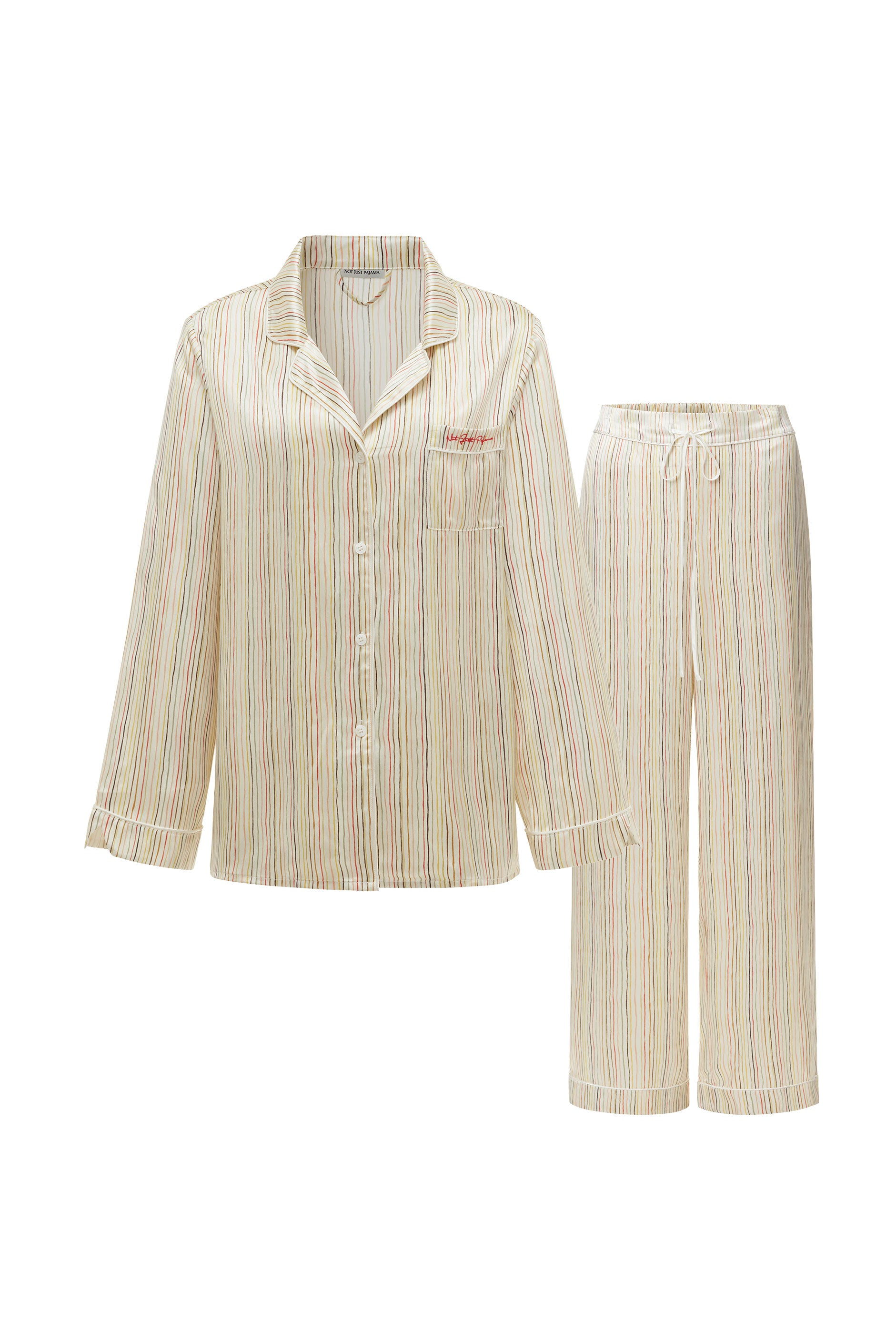 Little Heart Classic Silk Pajama Long Set-Silk Pajamas Long Set-Sunset Stripes-S-164-Not Just Pajama