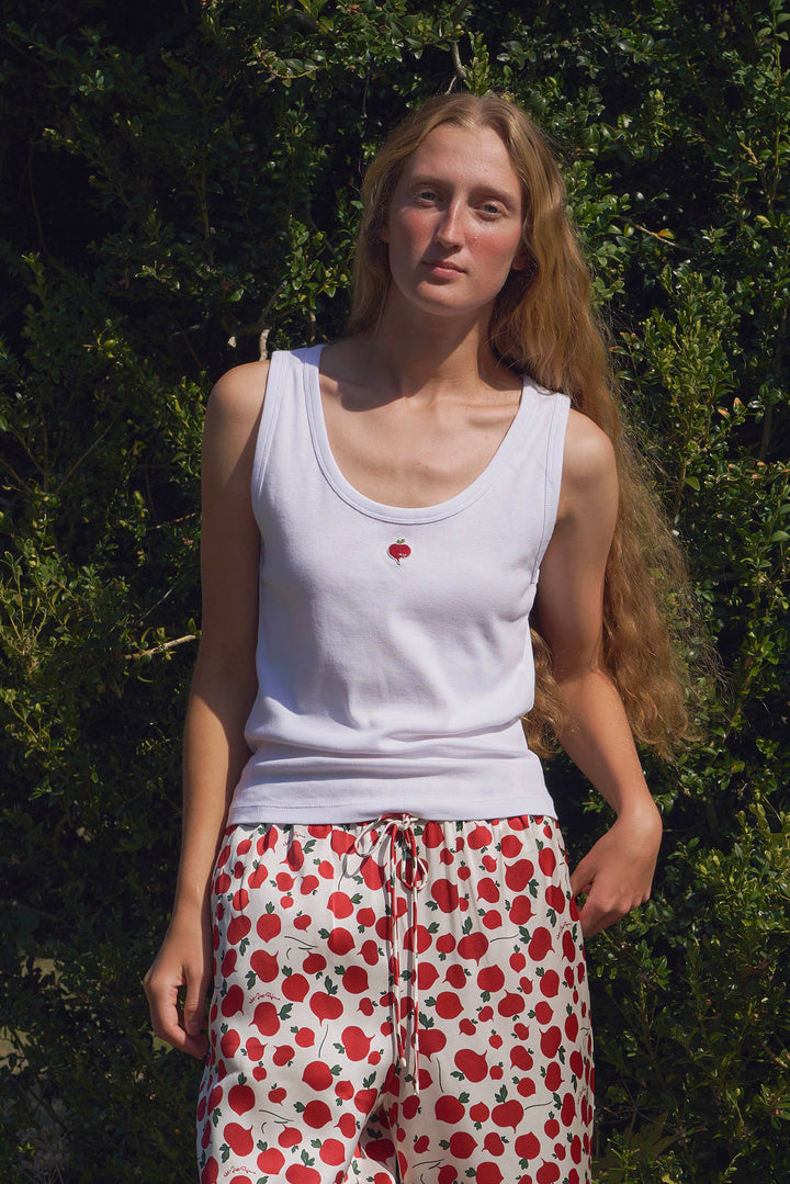 Farm Edit Red Turnip Modal-Silk Knit Tank Top