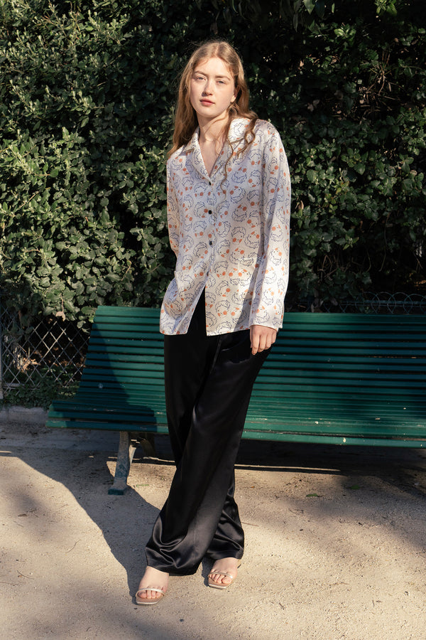 Museum of Crush - Angel Print Women's Long Pajama Set - White