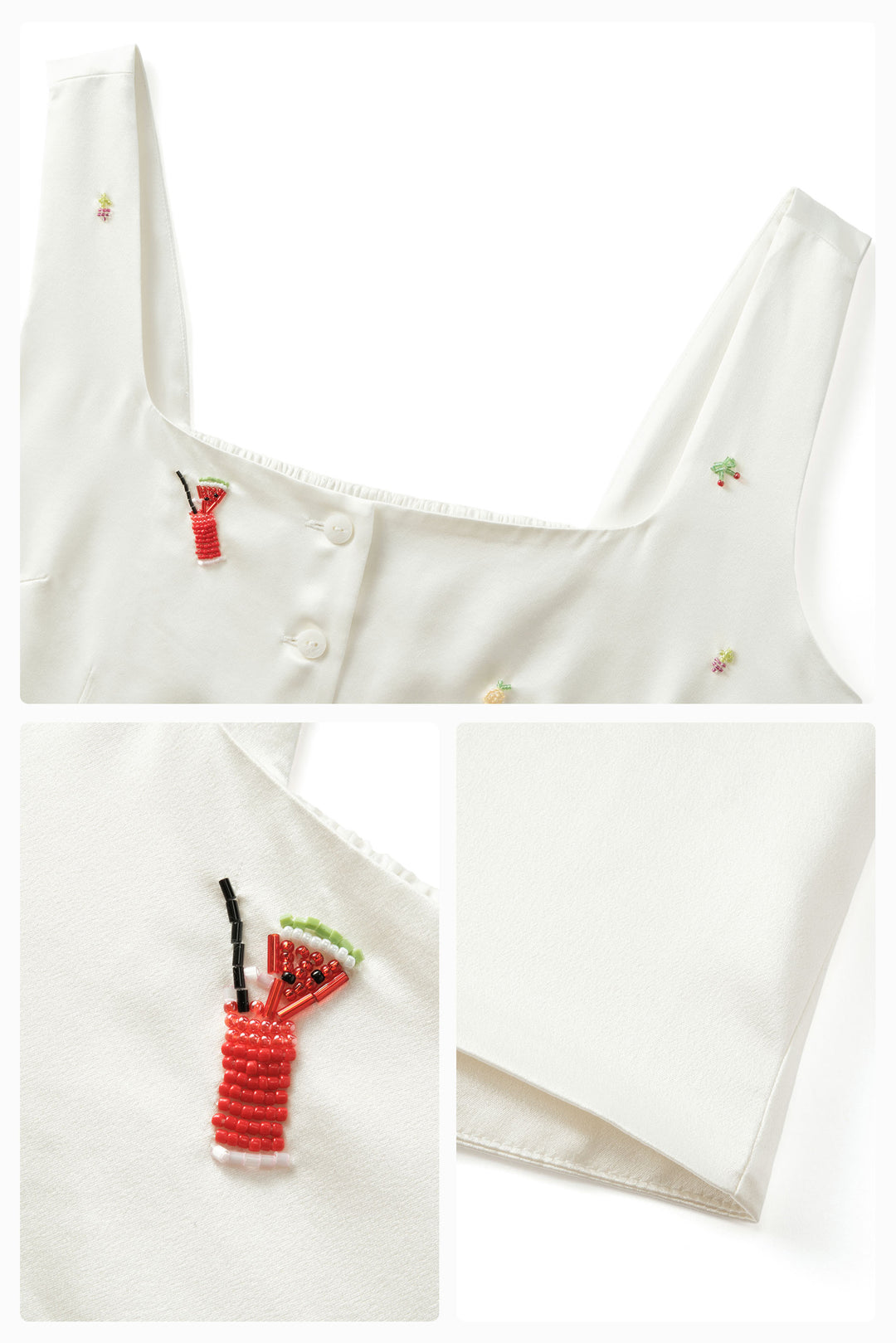 PAJA Beaded Summer Escapes Silk Top - White