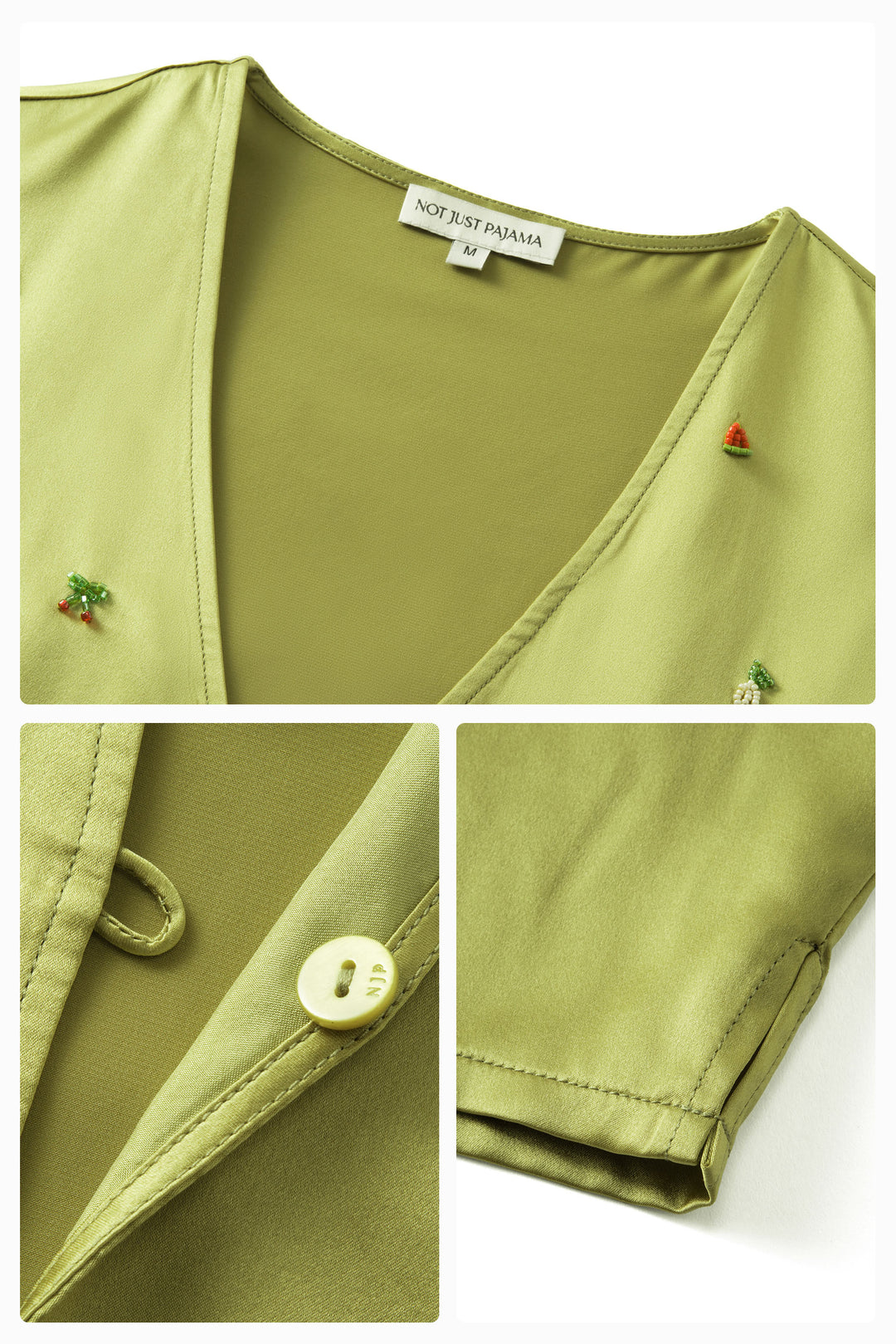 PAJA Beaded Summer Escapes Long Sleeve Blose - Green