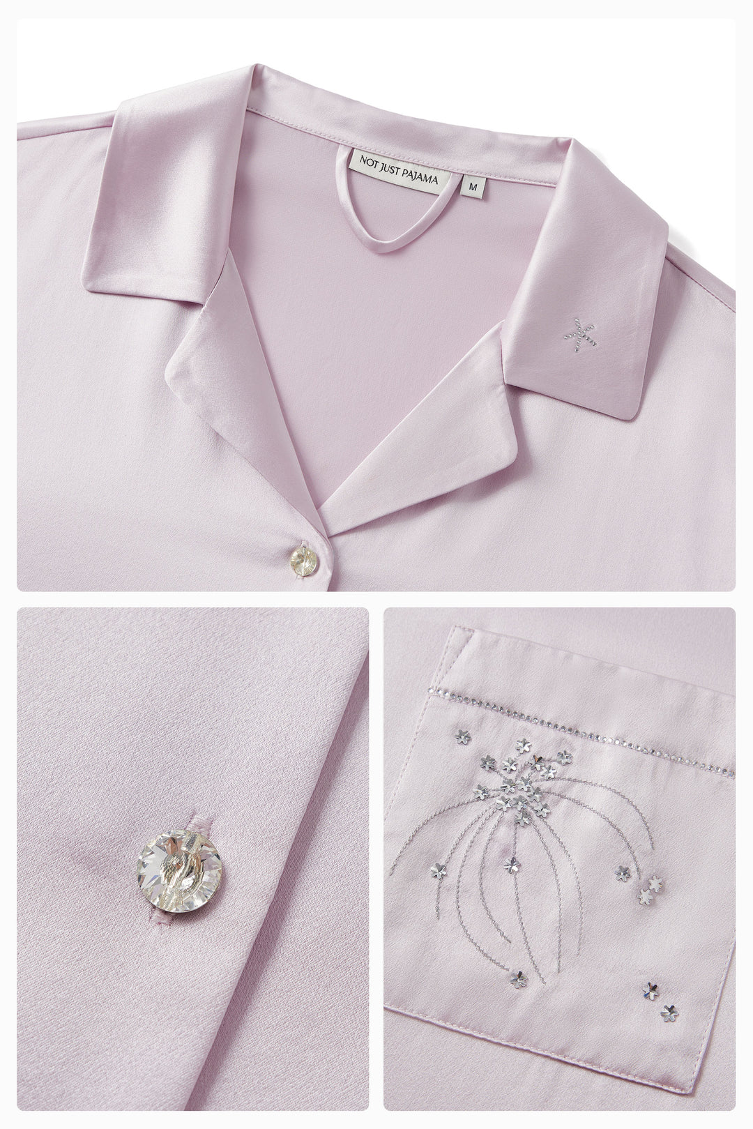 VEGA Collection Silk Rhinestone-Embellished Long Sleeve Set - Amethyst