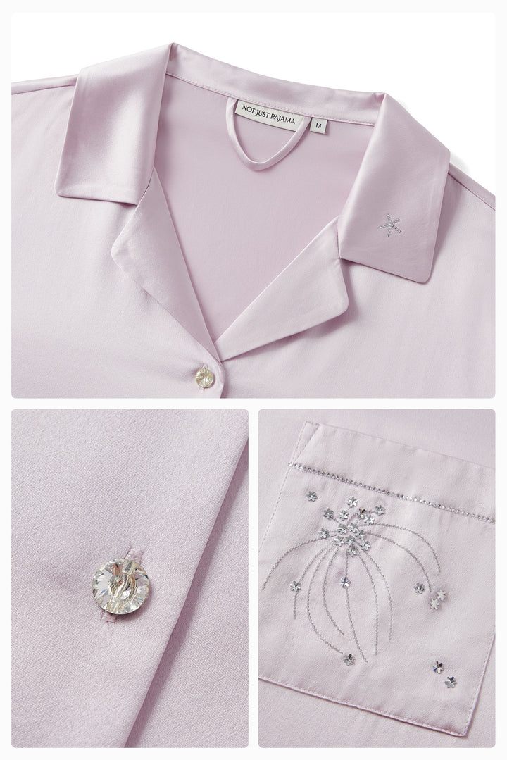 VEGA Collection Silk Rhinestone-Embellished Long Sleeve Set - Amethyst