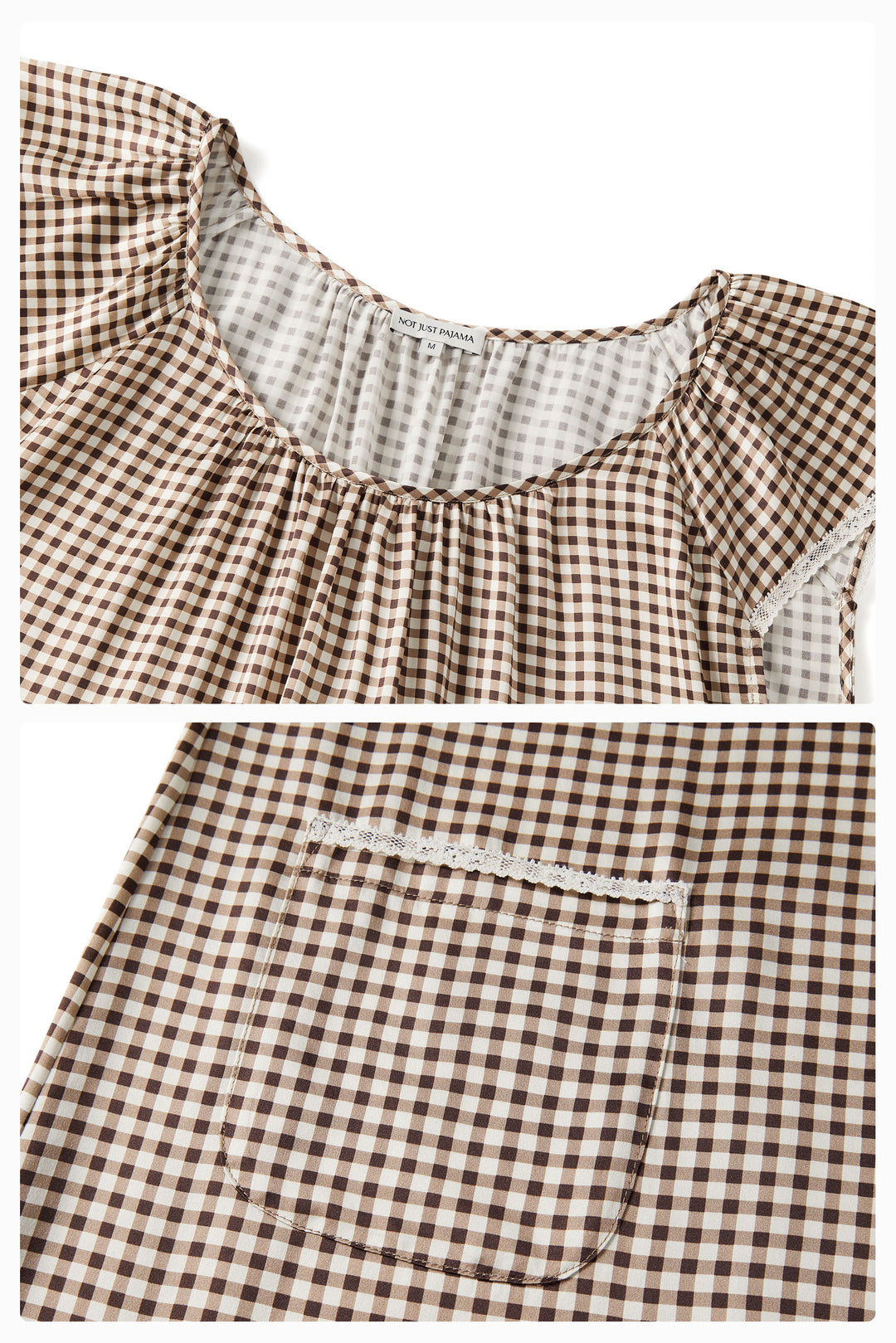 Farm Edit Silk Brown Plaid Print Sleeveless Dress