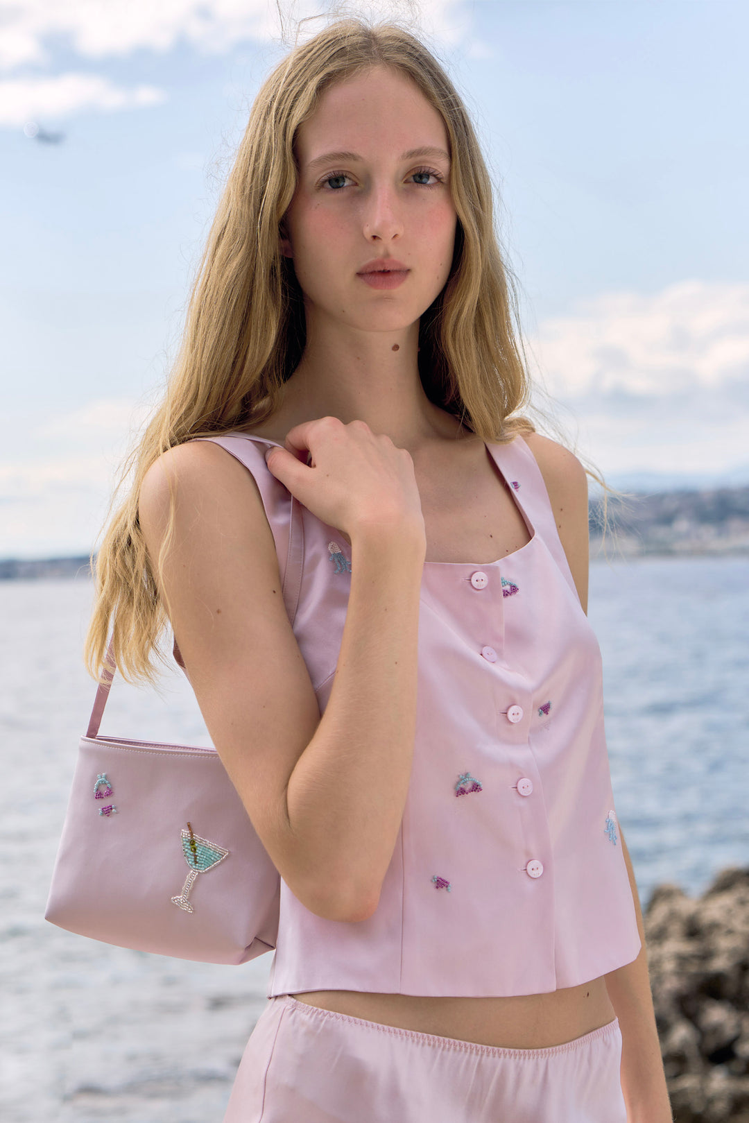 PAJA Beaded Summer Escapes Silk Top - Pink