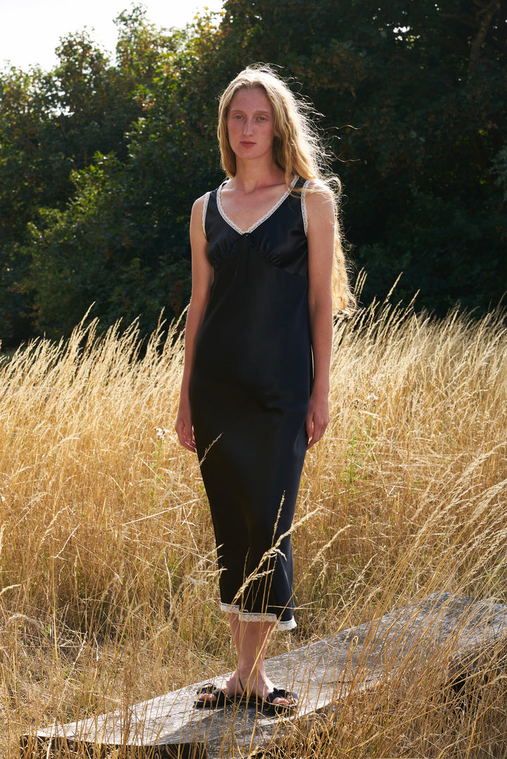 PAJA Farm Edit Silk Bias-Cut Lace Dress