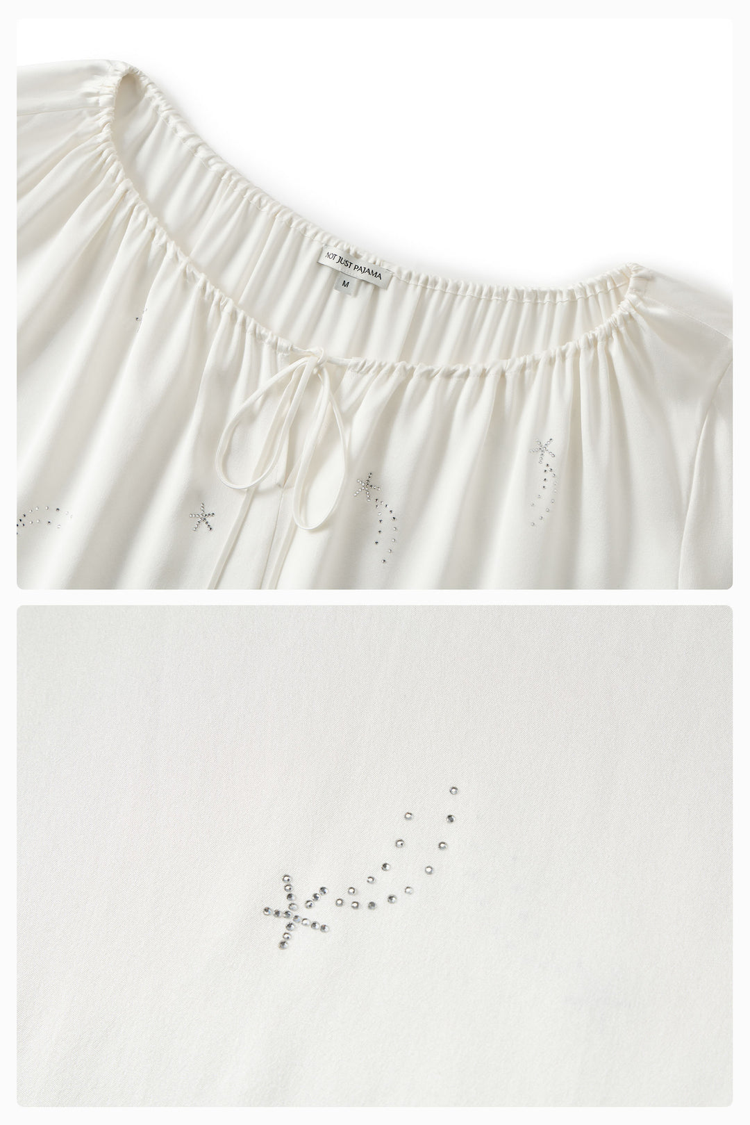 VEGA Collection Feathered Silk Rhinestone-Embellished Long Robe - White