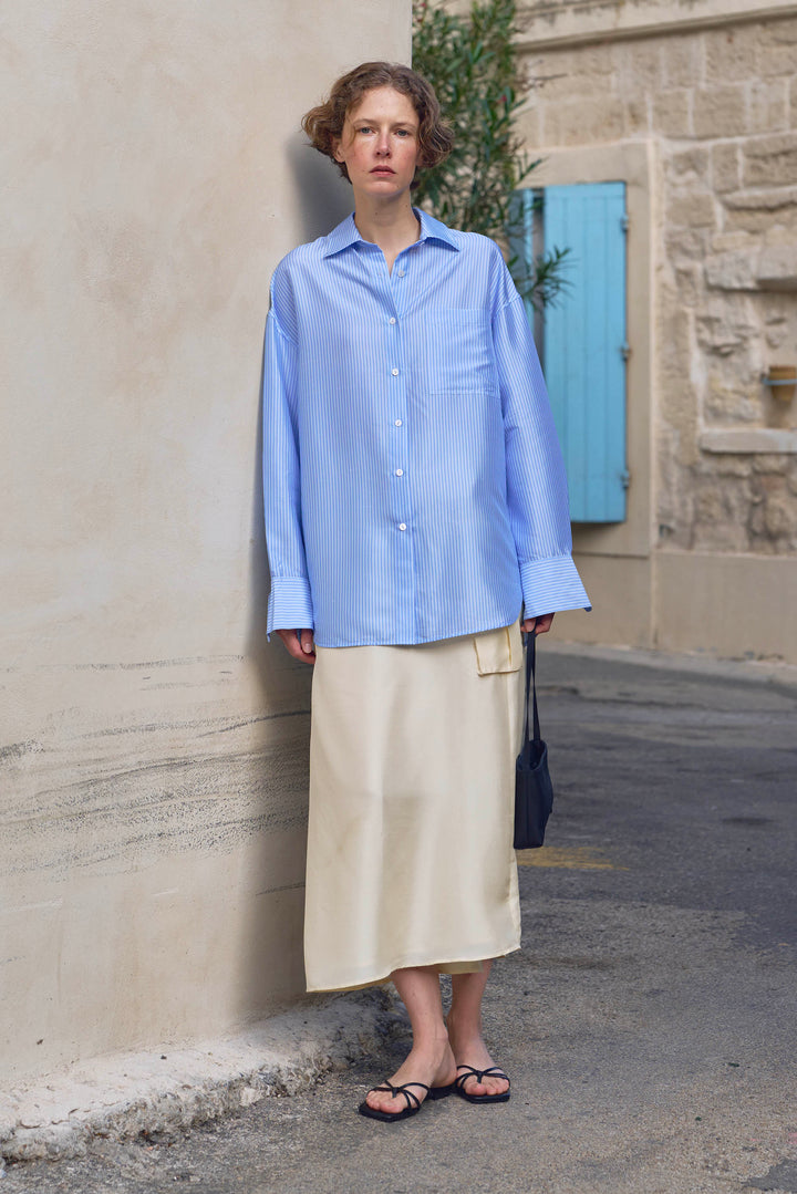 PAJA Out After Brunch Mulberry Silk Striped Shirt