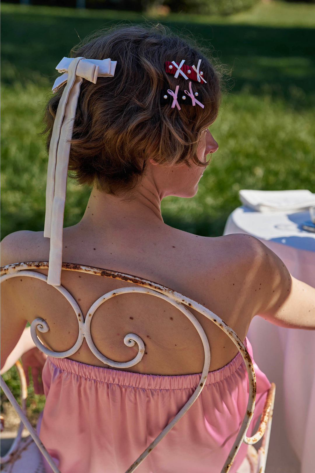 My Party 35 Momme Silk Wool Long Bow Hair Clip