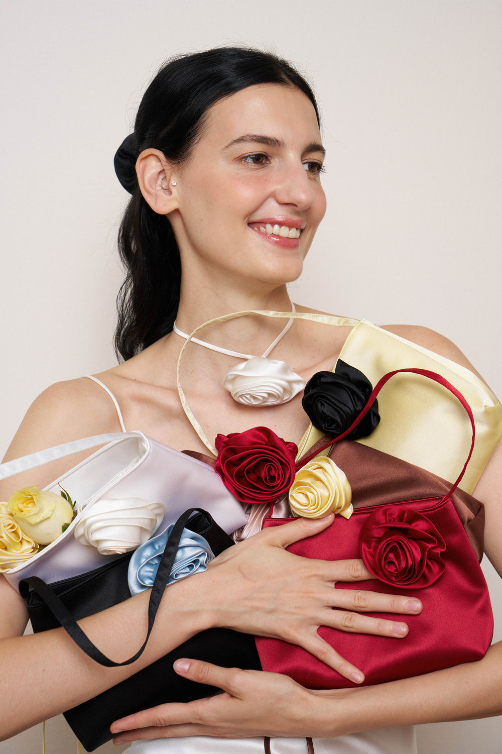 Tuscan Rose Handcrafted Silk Bag-Silk Bags-Not Just Pajama