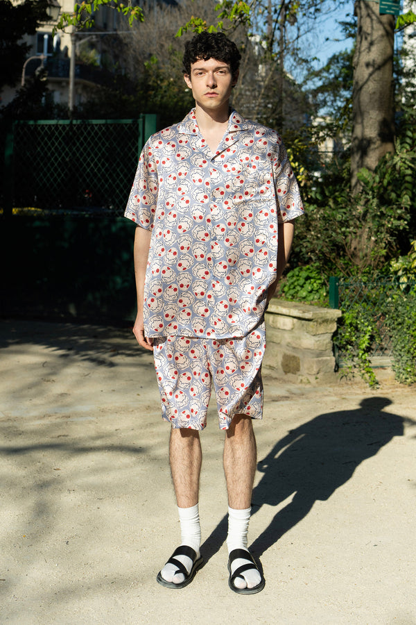 Museum of Crush Angel Print Men’s Short Pajama Set - Light Blue