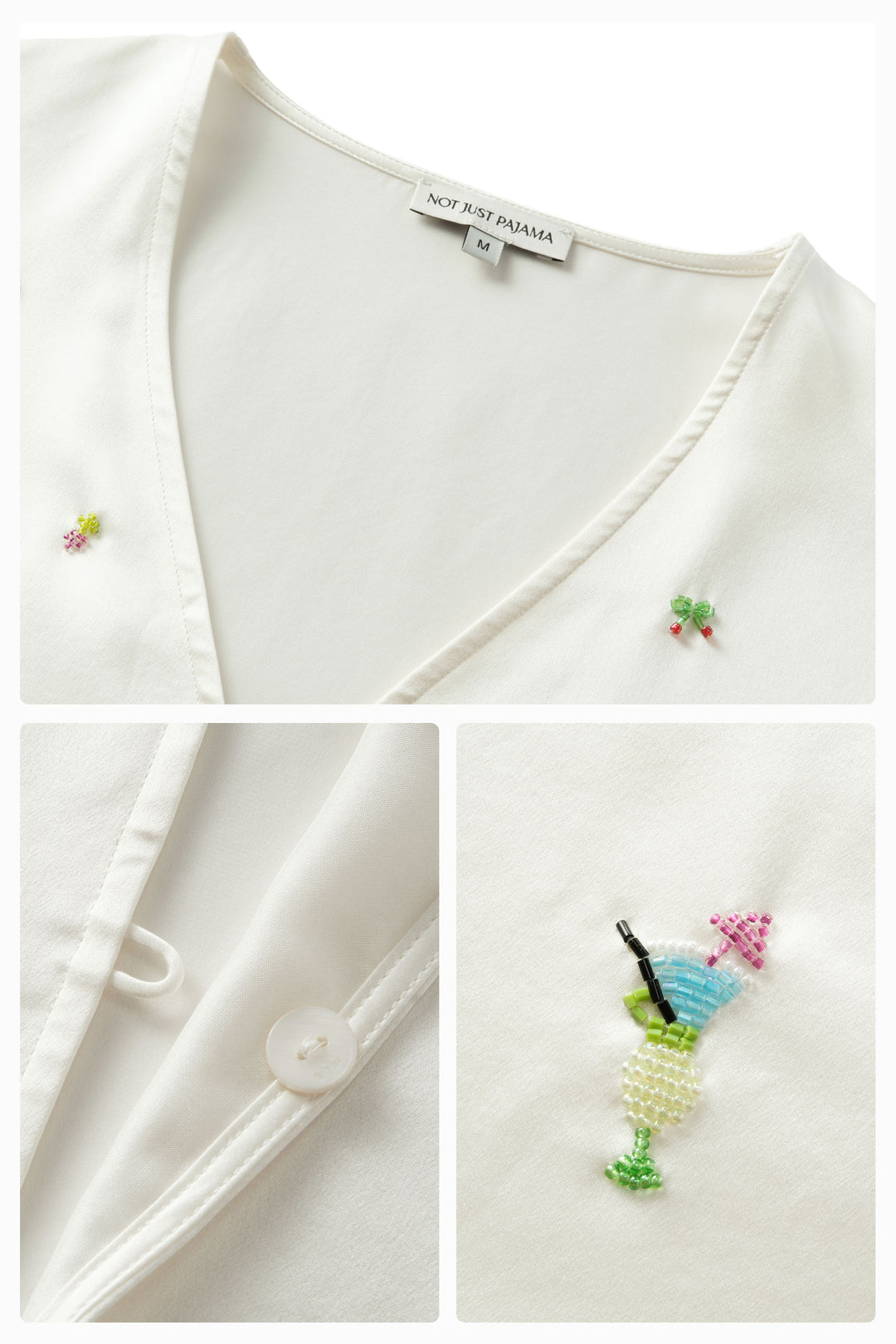 PAJA Beaded Summer Escapes Silk Long Sleeve & Long Pants Set