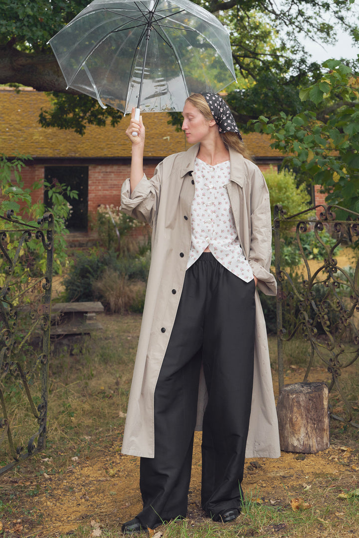 PAJA Farm Edit Dupion Silk Wide-Leg Trousers - Black