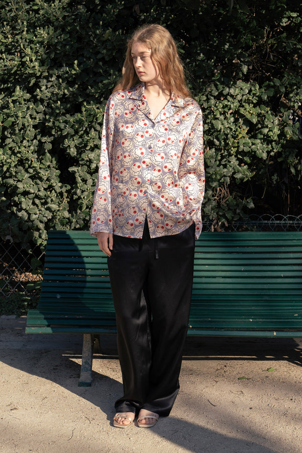 Museum of Crush - Angel Print Women's Long Pajama Set - Light Blue