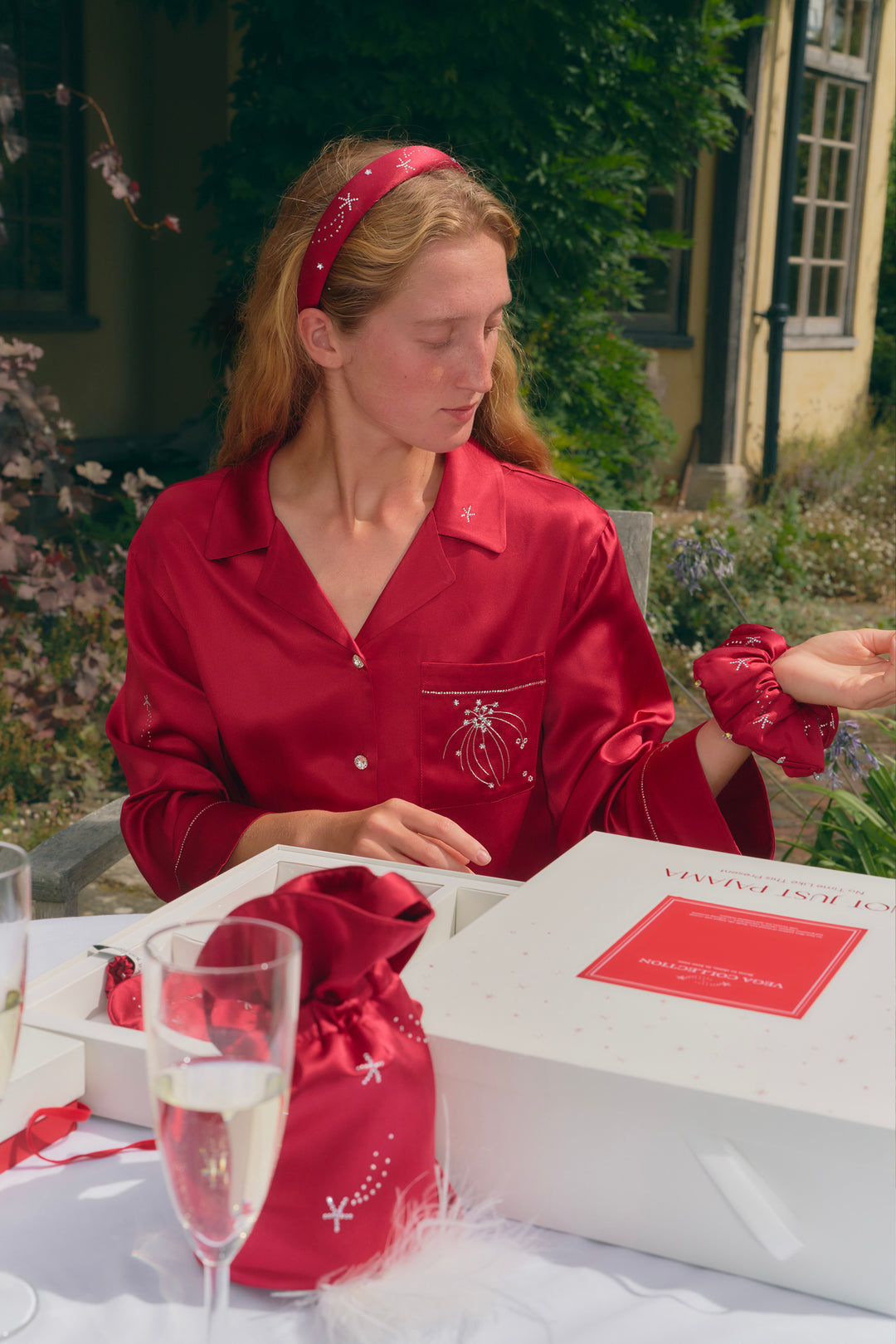 VEGA Women’s 22mm Mulberry Silk Crystal Scrunchie-Silk Accessories-Not Just Pajama