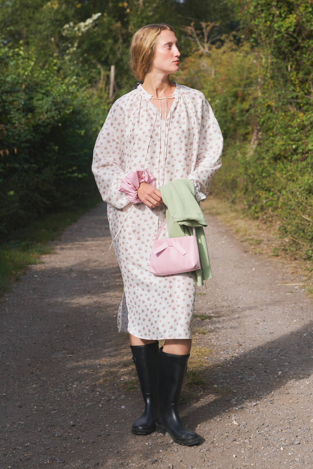 PAJA Farm Edit Dupion Silk Printed Long-Sleeved Shirt Dress - White