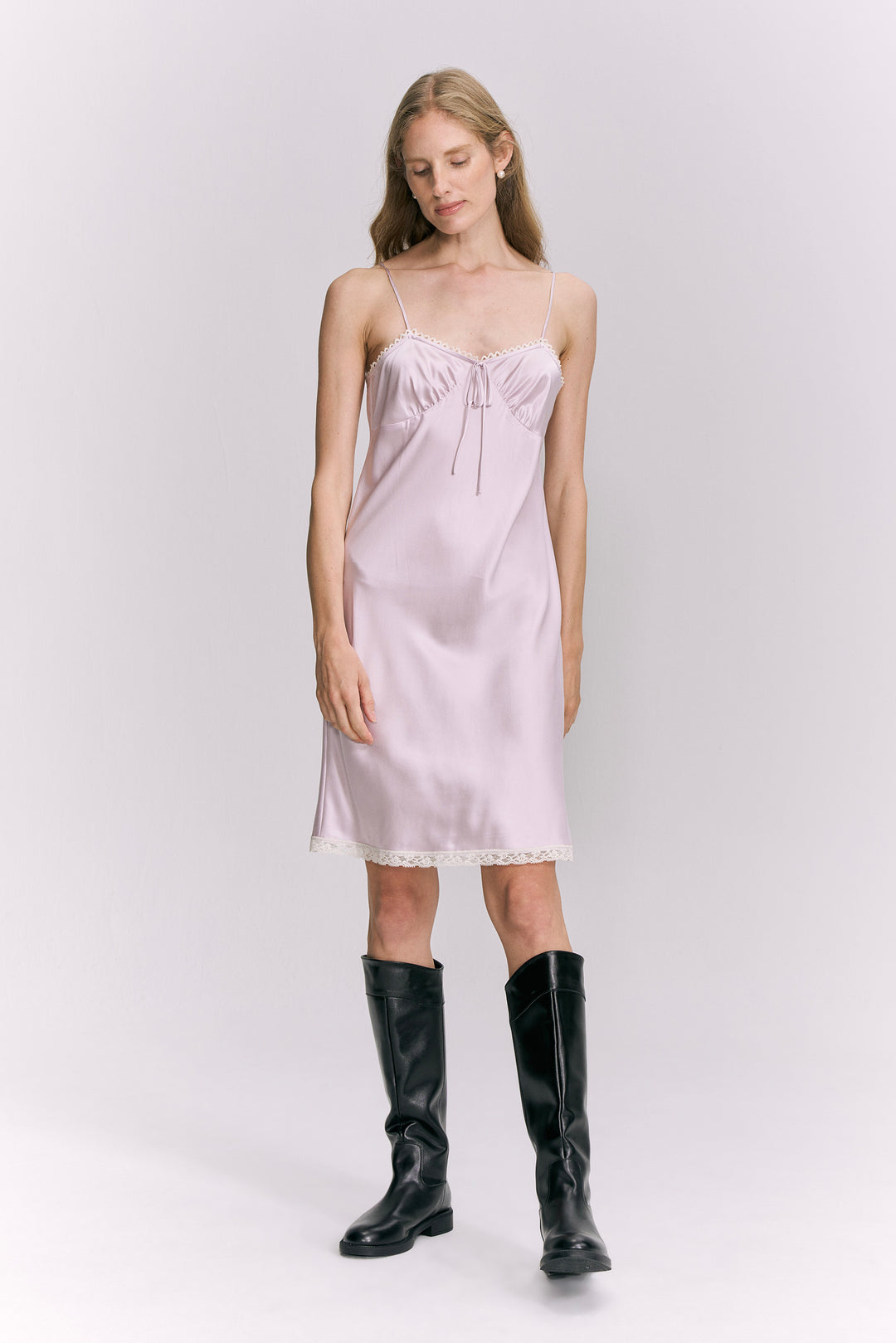 PAJA Farm Edit Silk Bias-Cut Lace Slip Dress - Amethyst