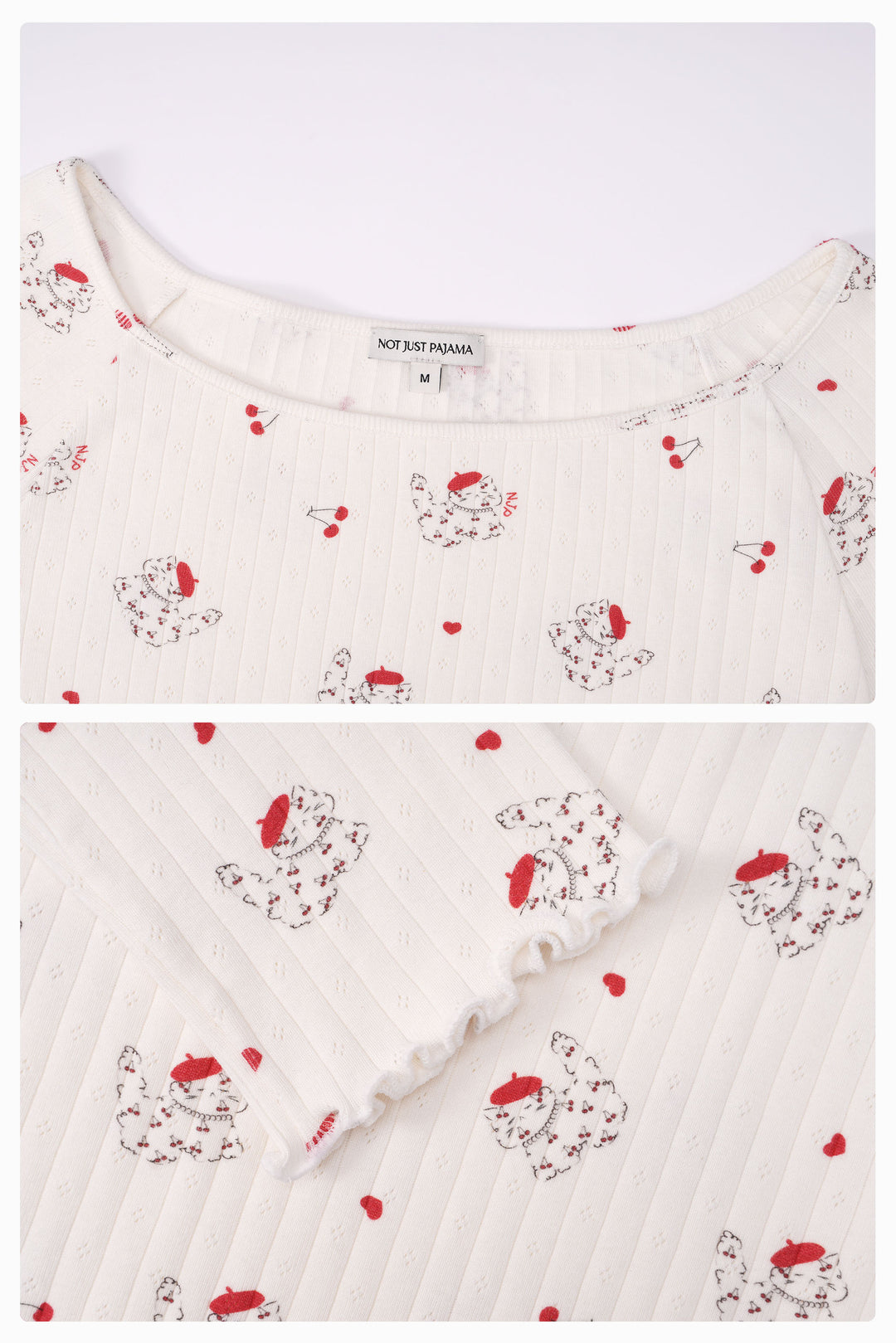 Kiki Cat Wool Silk Knit Off Shoulder Long Sleeve Top