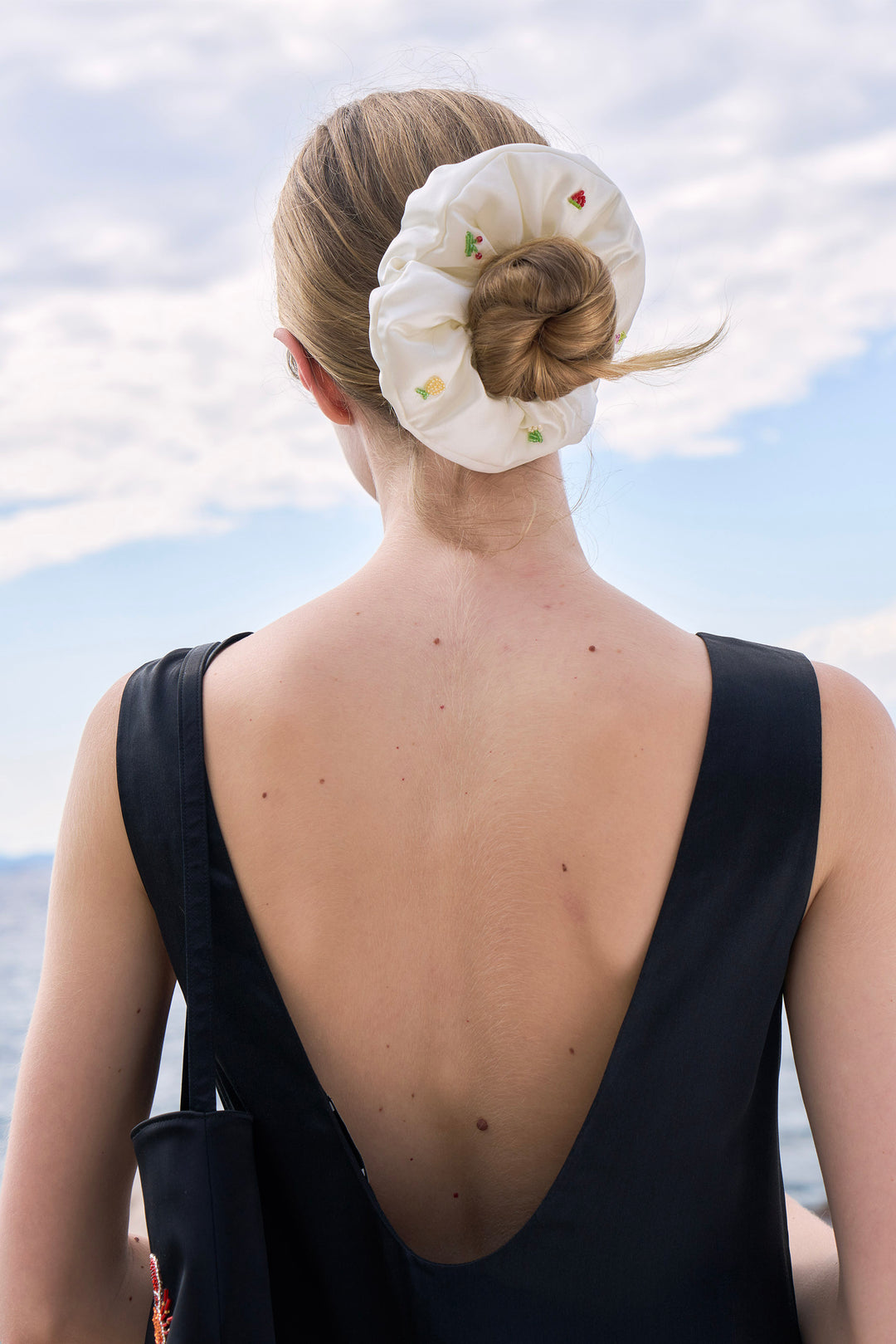 PAJA Beaded Summer Escapes Silk Scrunchies - White