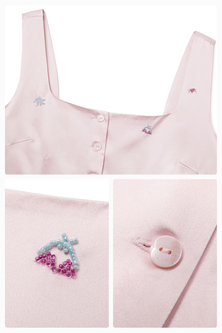 PAJA Beaded Summer Escapes Silk Top - Pink