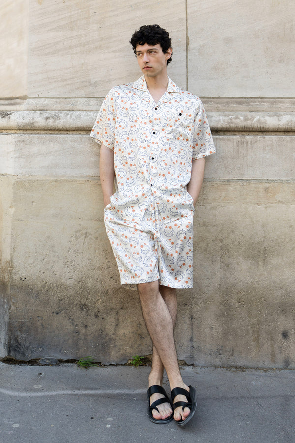 Museum of Crush Angel Print Men’s Short Pajama Set - White