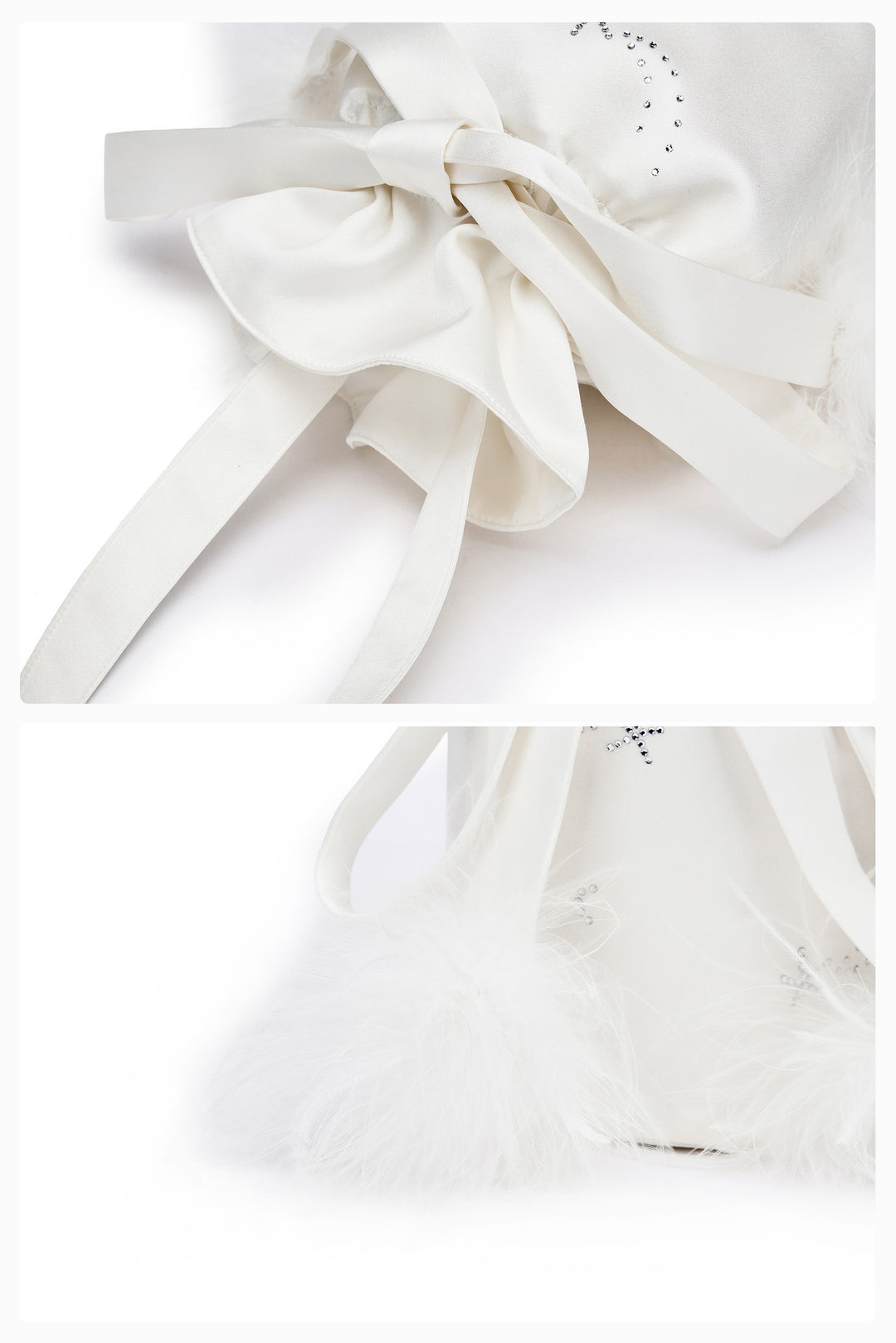 VEGA Collection Feathered Silk Rhinestone-Embellished Handbag