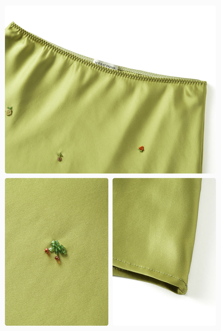 PAJA Beaded Summer Escapes Silk Midi Skirt - Green