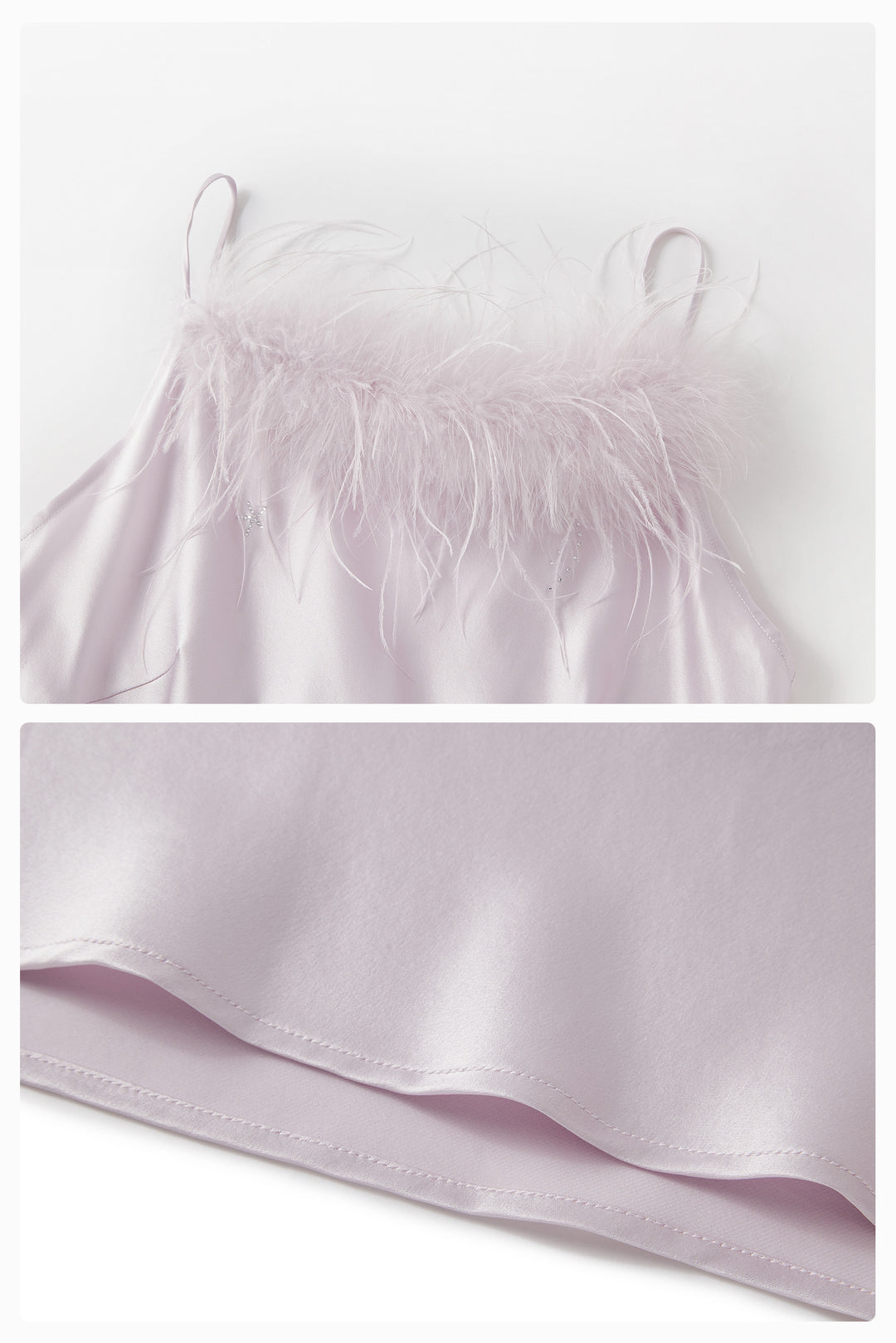 VEGA Collection Feathered Silk Rhinestone-Embellished Slip Dress - Amethyst