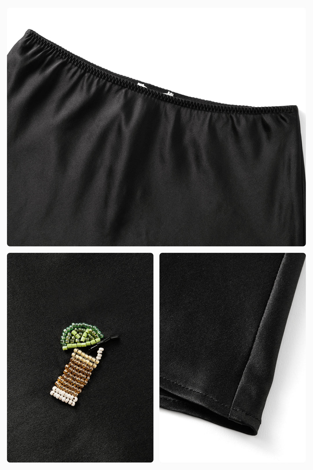 PAJA Beaded Summer Escapes Silk Midi Skirt - Black