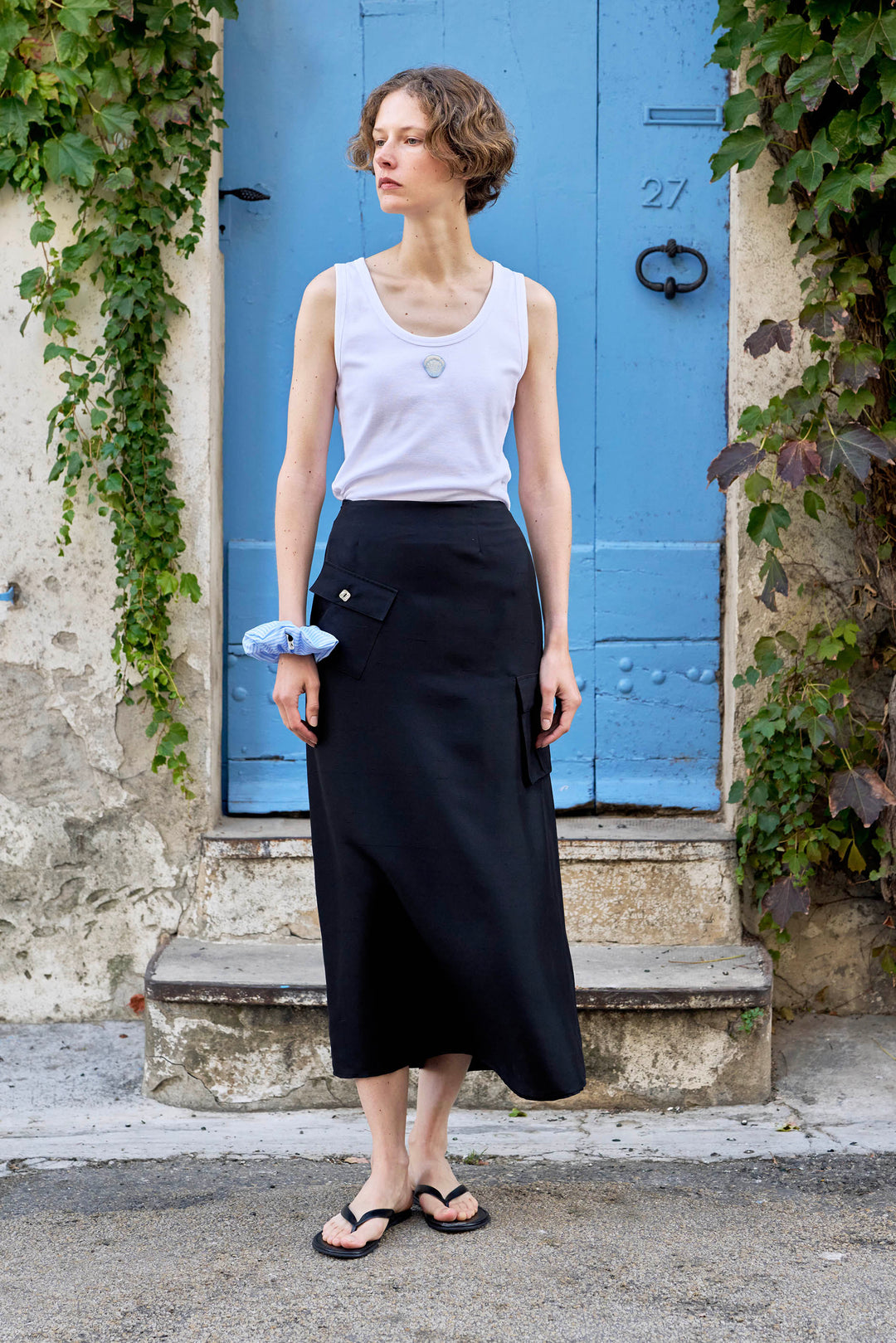 PAJA Out After Brunch Mulberry Silk Utility Midi Skirt