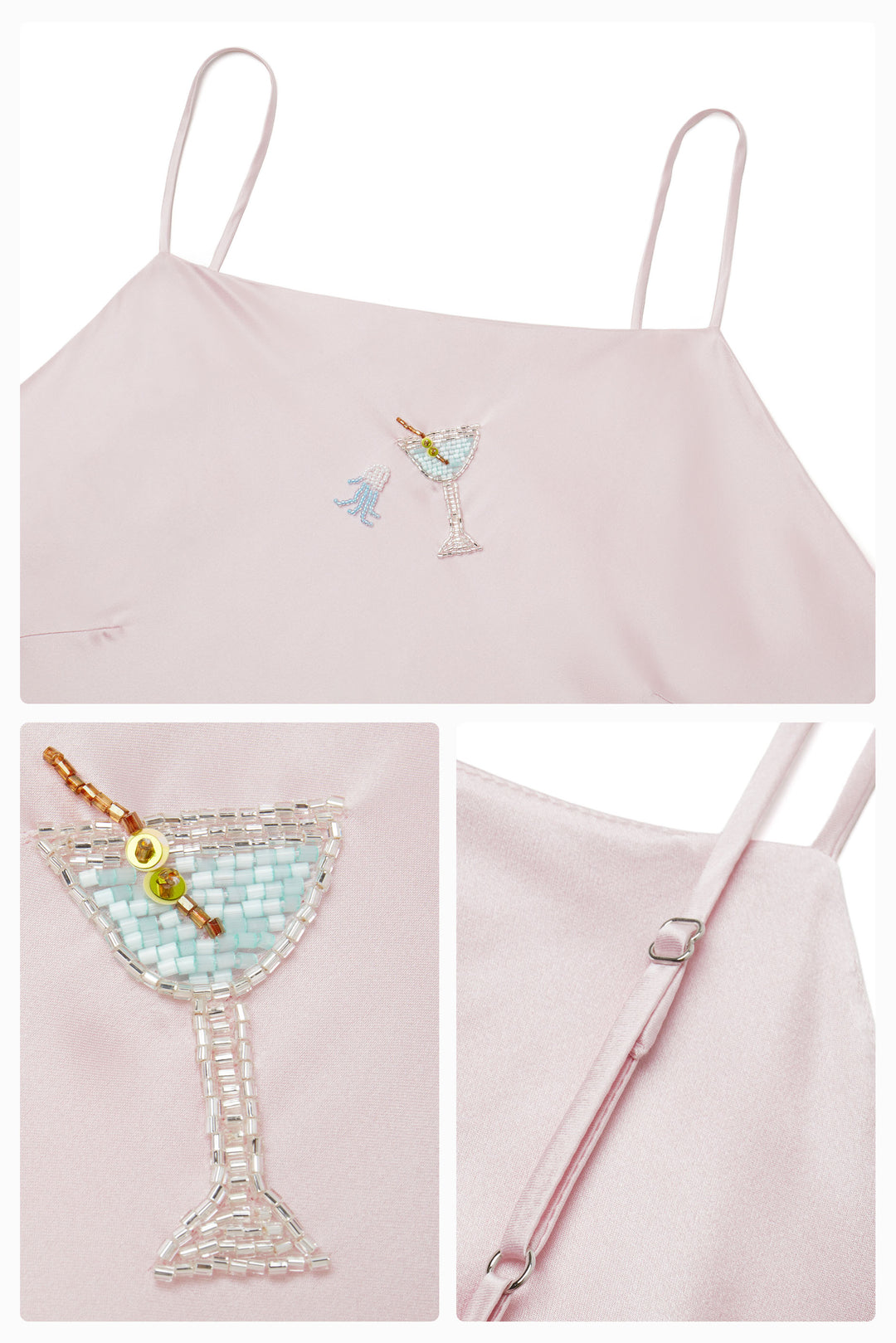 PAJA Beaded Summer Escapes Silk Slip Dress - Pink